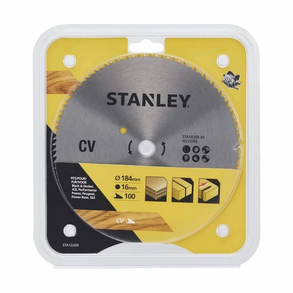 Stanley Sta10205-XJ Hoja Cromada 184 x 16 mm 100 Dientes Corte Fino Madera Blanda