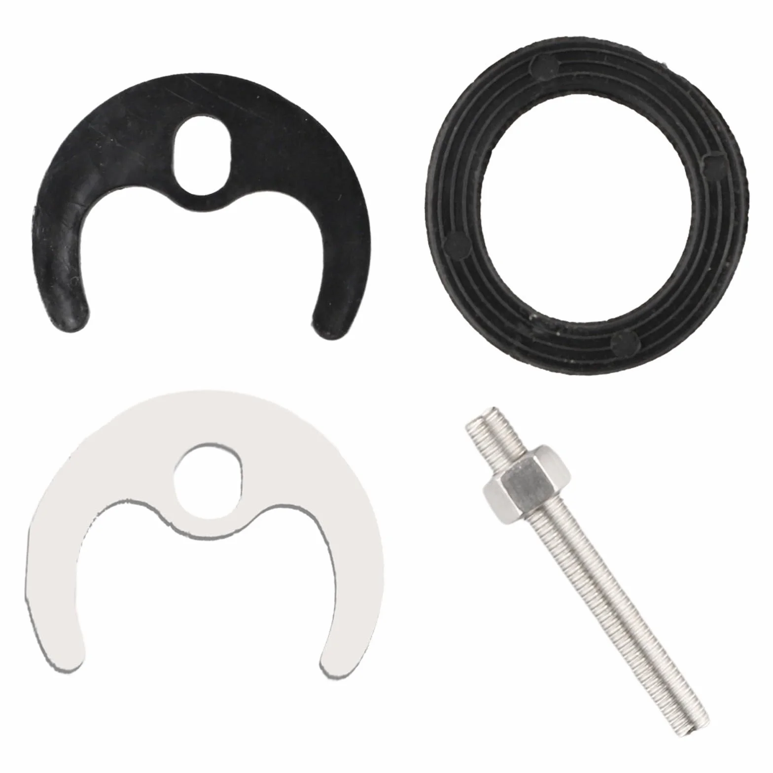 Niceminiwall Kit de reparación de grifo de fregadero de cocina, juego de montaje monobloque de 4 piezas con perno de 60 mm, junta de acero, arandela de goma para grifo de lavabo, piezas de reparación
