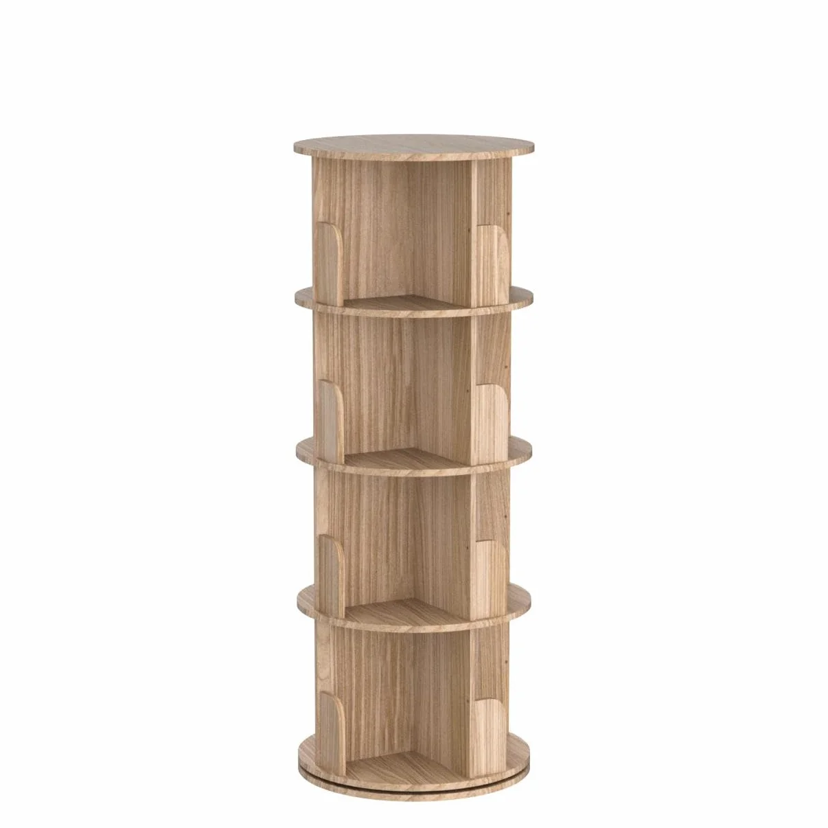 Heehee Estantería giratoria de 360 Grados, estantería de pie para Suelo de 4 Niveles, Estante de Almacenamiento para niños y Adultos, Organizador de estantería de Madera Maciza