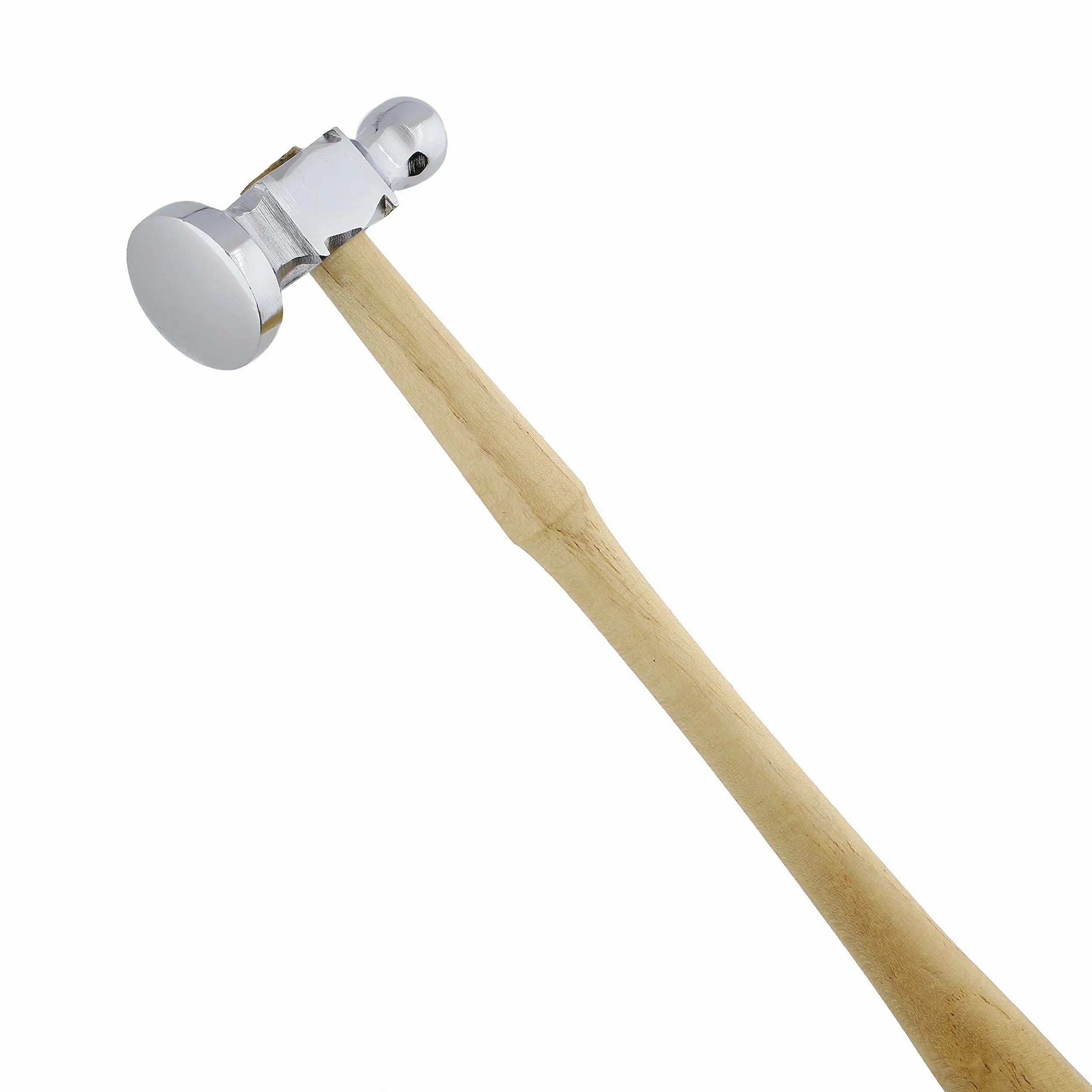 The Beadsmith Martillo de persecución de dos caras Mango de madera de 11.5 pulgadas, cabeza de acero de 5.7 cm con una bola de 14 mm y cara abovedada de 25 mm, herramienta de metal utilizada para