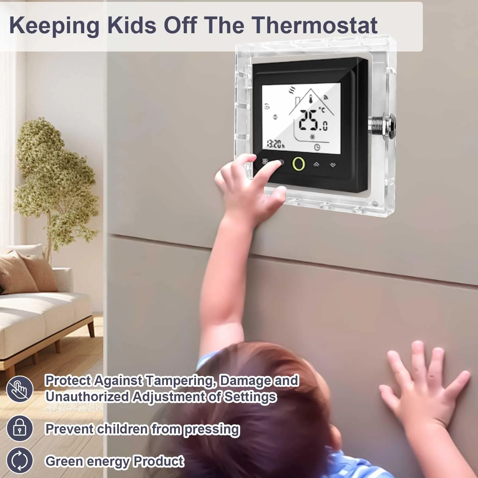 2 Piezas Caja de Bloqueo de Termostato con Cerradura y 2 Llave, 12x14.3x4.5cm Acrílico Transparente Protector de Termostato Universal, Cubierta Termostato Pared para Hogar Dormitorio Restaurantes