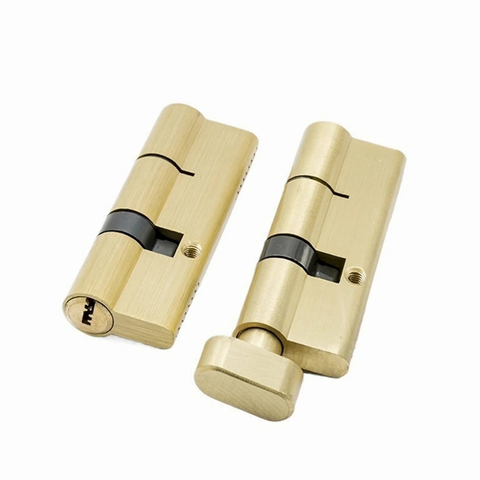 Cerradura de perfil europeo, Cerradura de puerta de latón con cilindro abierto, doble o simple, for interiores, 80/85/90/95/100/105/110 mm, con 3 llaves extendidas de 80 mm.((35knob-45)80mm)
