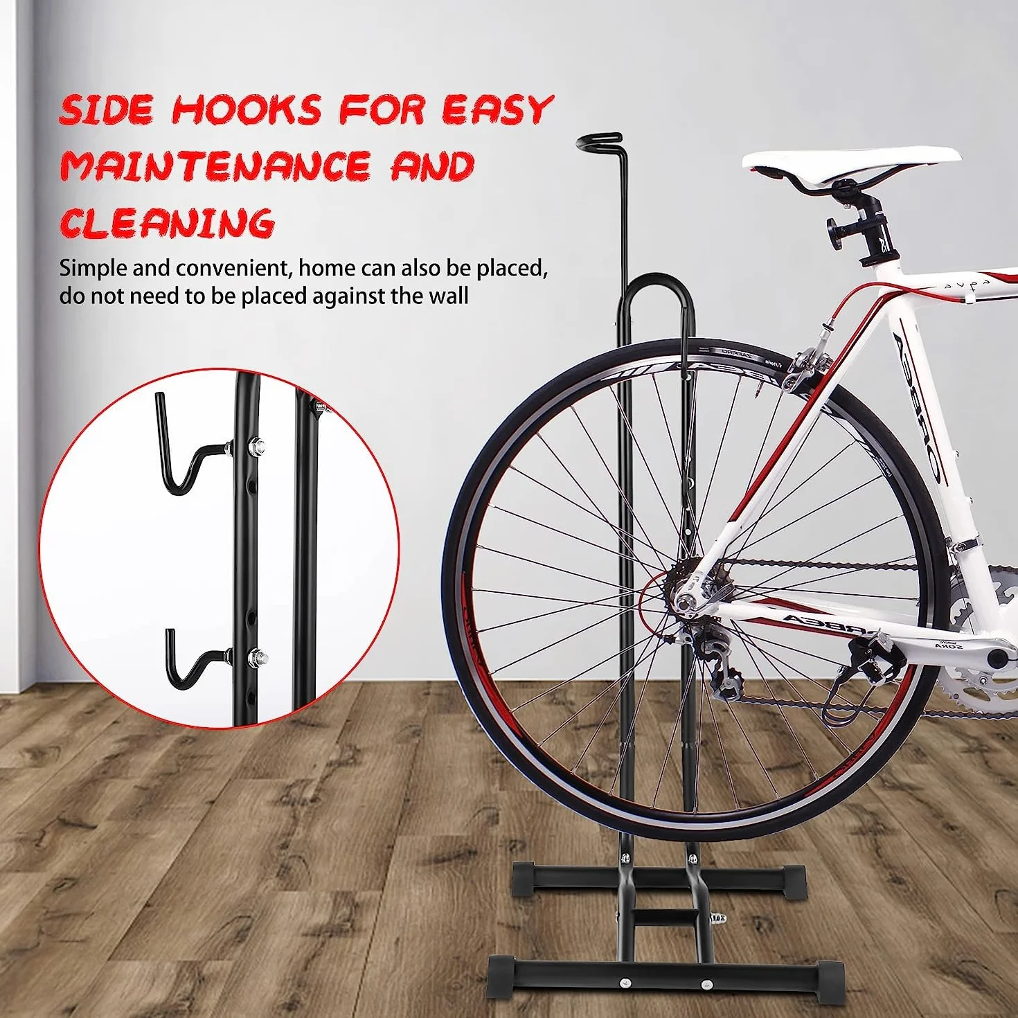 Soporte de suelo 3 en 1 para bicicleta, vertical, ahorro de espacio, para bicicleta de montaña y carretera