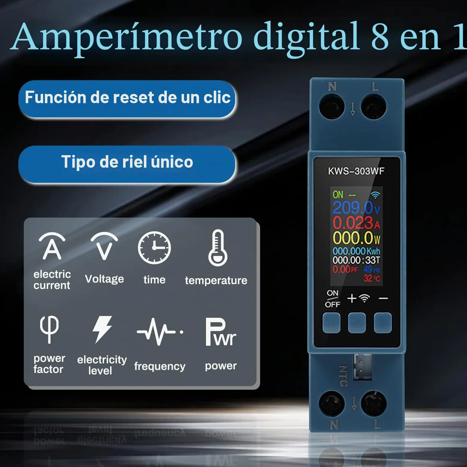 Medidor de consumo electrico wifi 40A contador electrico monofásico inteligente AC85-290V contador de energía digital con protección contra sobrecalentamiento y sobrecorriente KWS-303WF