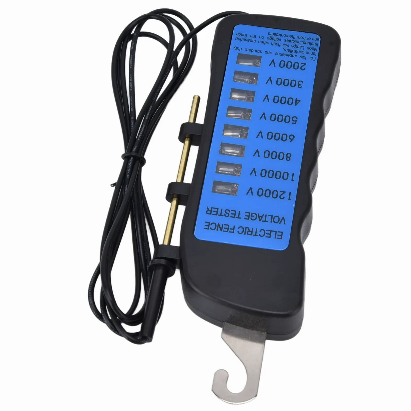 Probador de Cerca Eléctrica, Probador de Voltaje Probador de Voltaje de Cerca de Neón de 12 KV con 8 Luces Indicadoras de Neón Probador de Cerca Impermeable para Granjas
