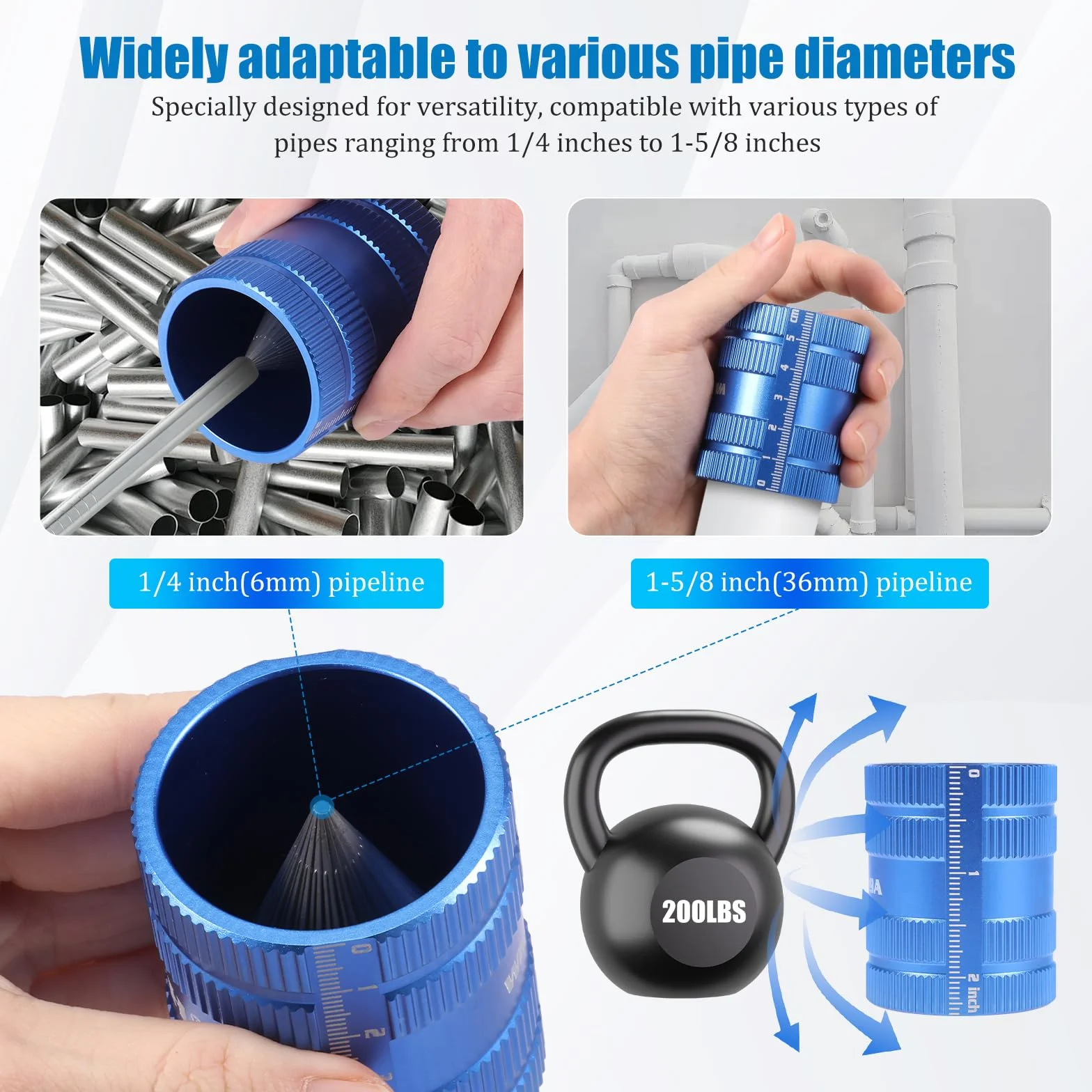 Desbarbador interior y exterior de acero inoxidable, diámetro de 6 – 42 mm, tubo de cobre, desbarbador para tubos de cobre y plástico, aire acondicionado