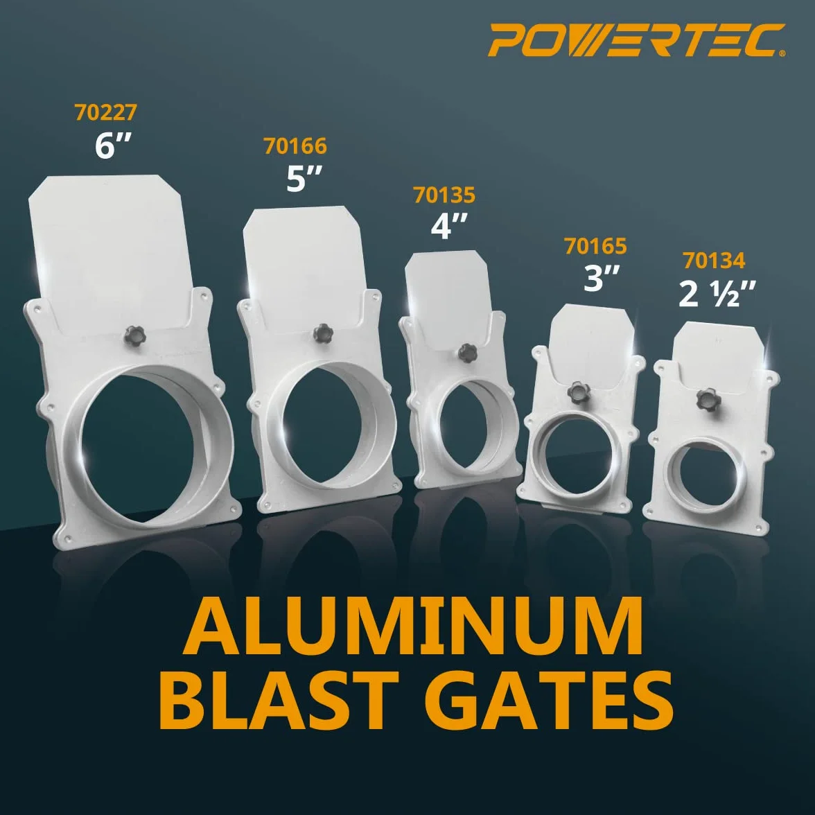 POWERTEC 70165 Puerta de explosión de aluminio, 3 pulgadas