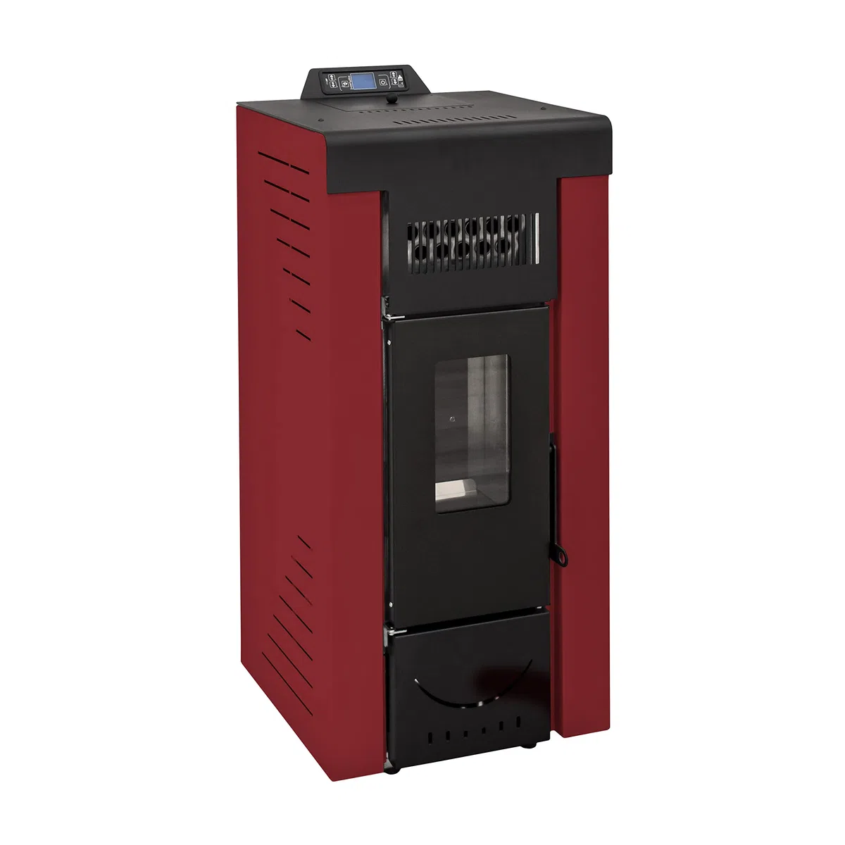 STUFE A PELLET ITALIA - Mod NIAGARA Canalizada de 14 kW - Eficiencia 89%, Calentador 130 m², Autonomía 15 H, 5 velocidades, 5 niveles de potencia, programable, garantía 24 meses (Rojo)