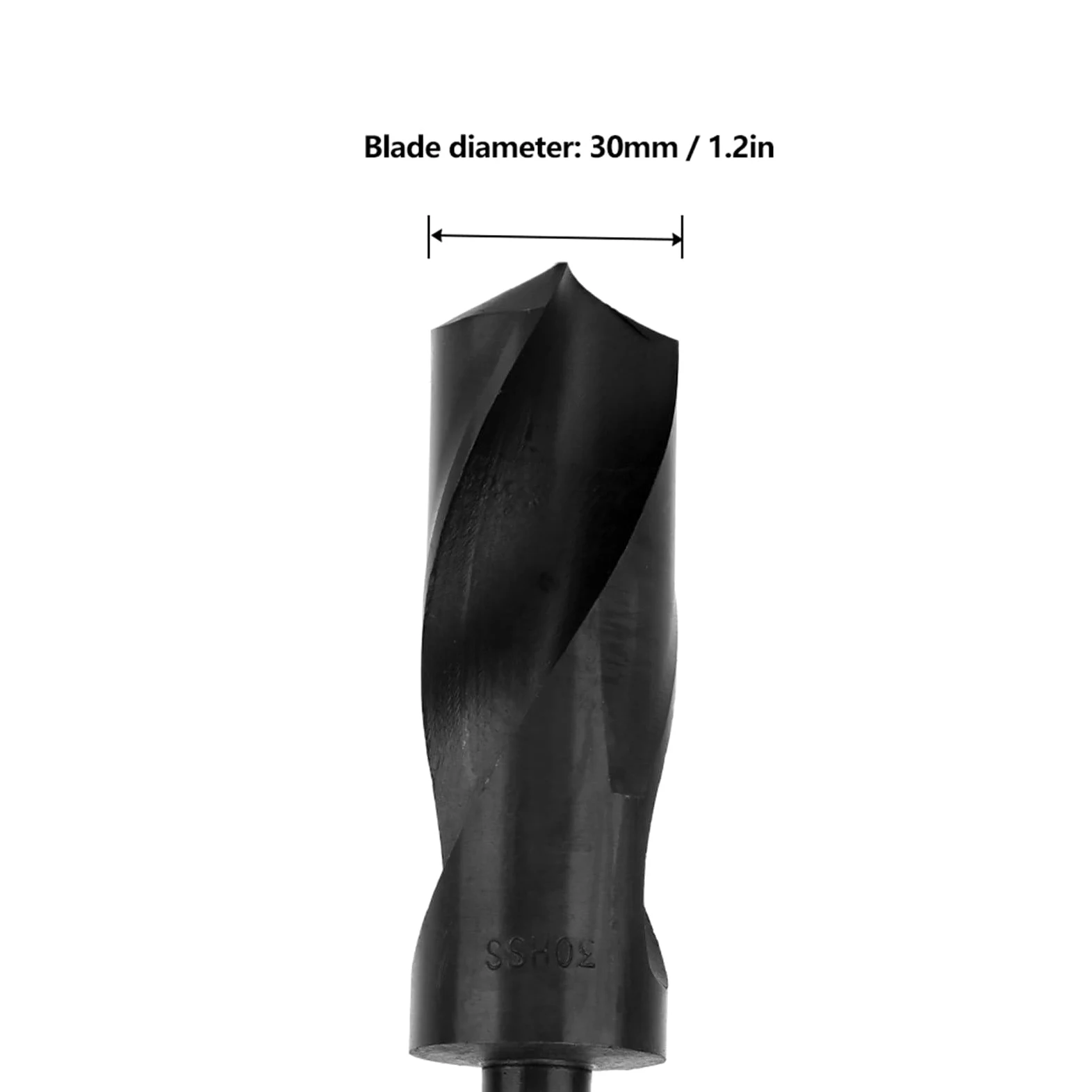 Broca de mango redondo negro de 1/2 pulgada Herramienta de broca helicoidal de acero de alta velocidad para materiales de metal y madera(30mm)