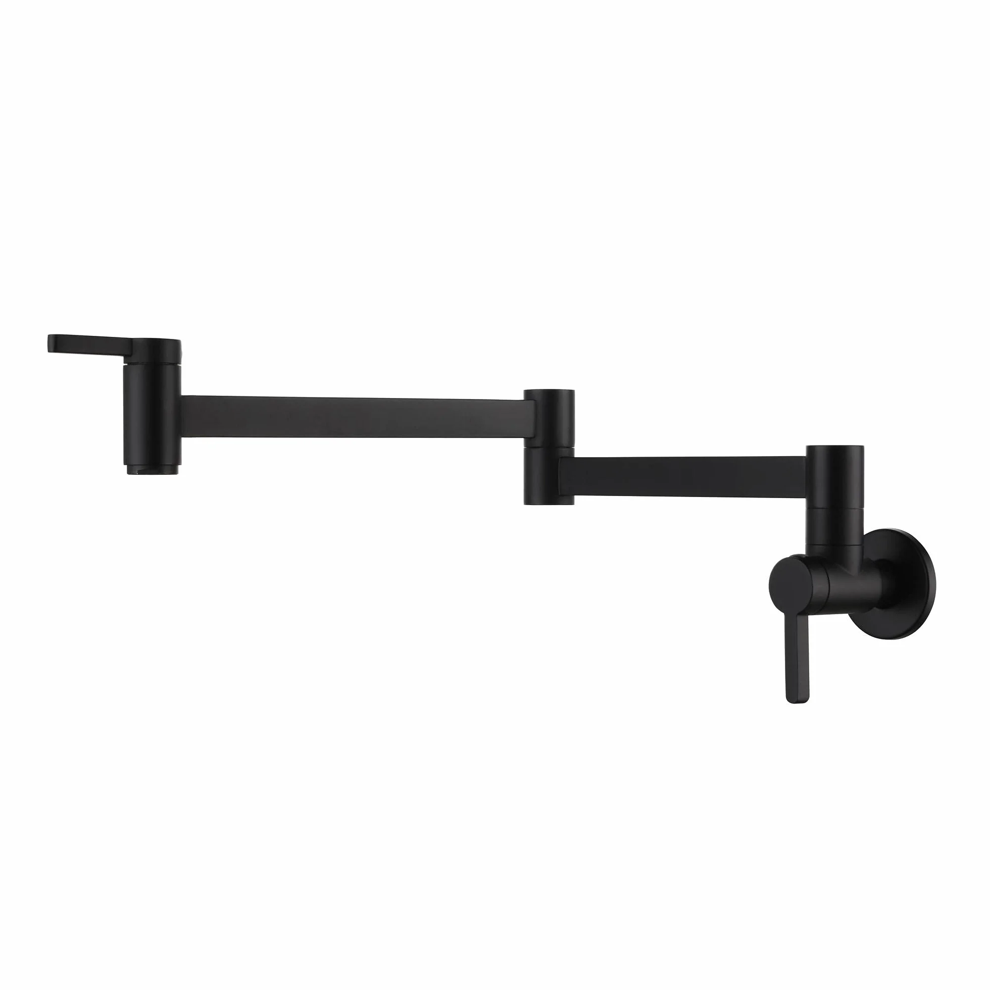 HomeLava Grifo de cocina montado en pared negro, Grifo latón plegable extensible doble junta 2 manijas
