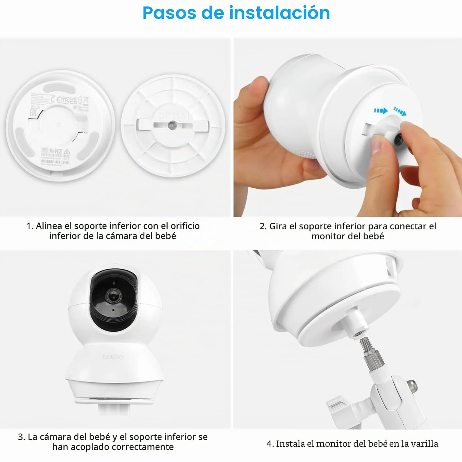 HOLACA Soporte de pared compatible con TP-Link Tapo C200 / C210 / C220 / C201 / C202 / C211 / C212 / C222 / C230 Cámara de vigilancia wifi para interiores, color blanco, 1 unidad