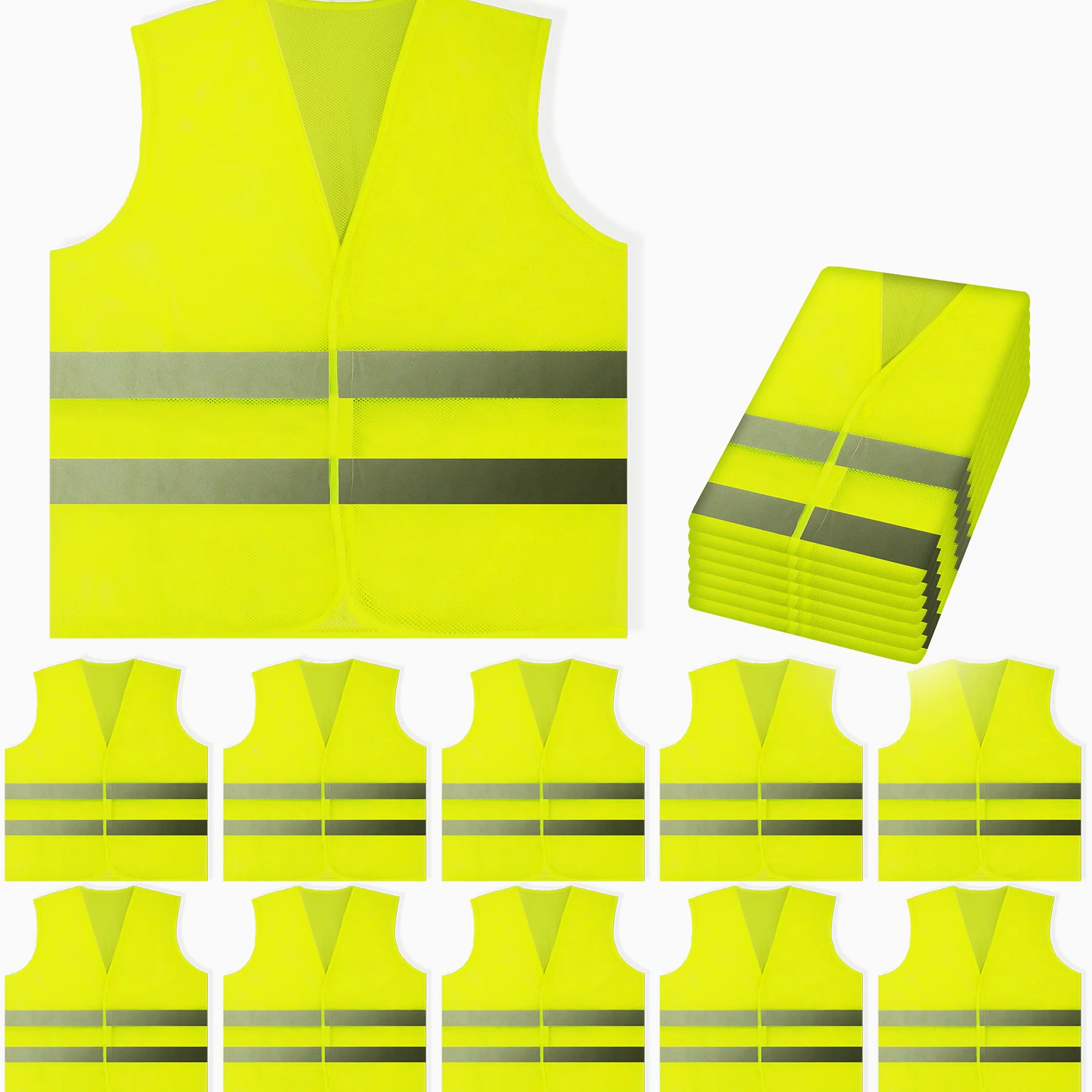 PeerBasics 1 Pack, amarillo reflectante chaleco de seguridad, de plata de Gaza Extra grande malla amarilla
