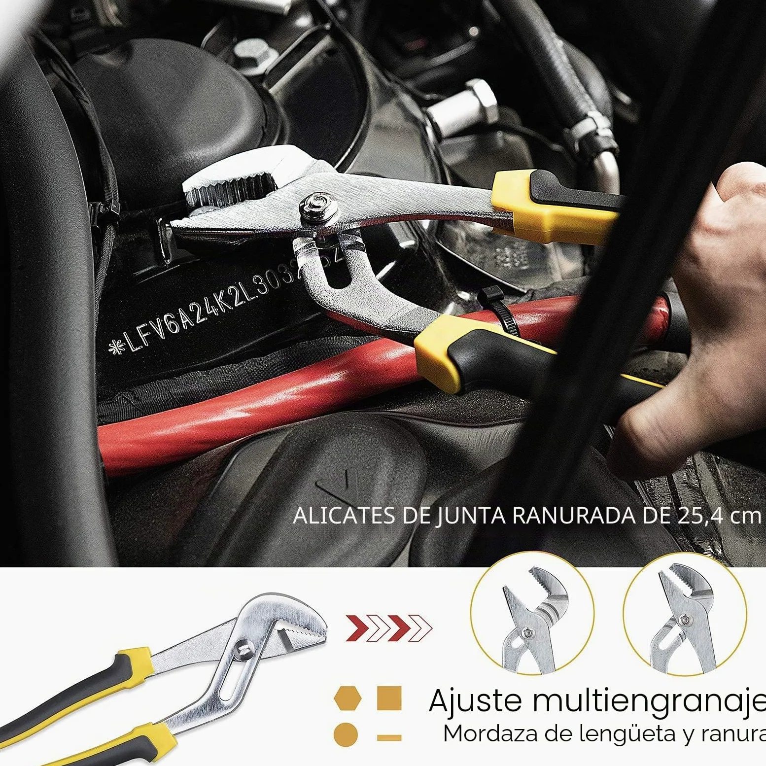 DOWELL Juego de 4 Alicates Con Bolsa de Almacenamiento - Punta Larga 8", Línea 8", Diagonales 6", Junta de Ranura 10"
