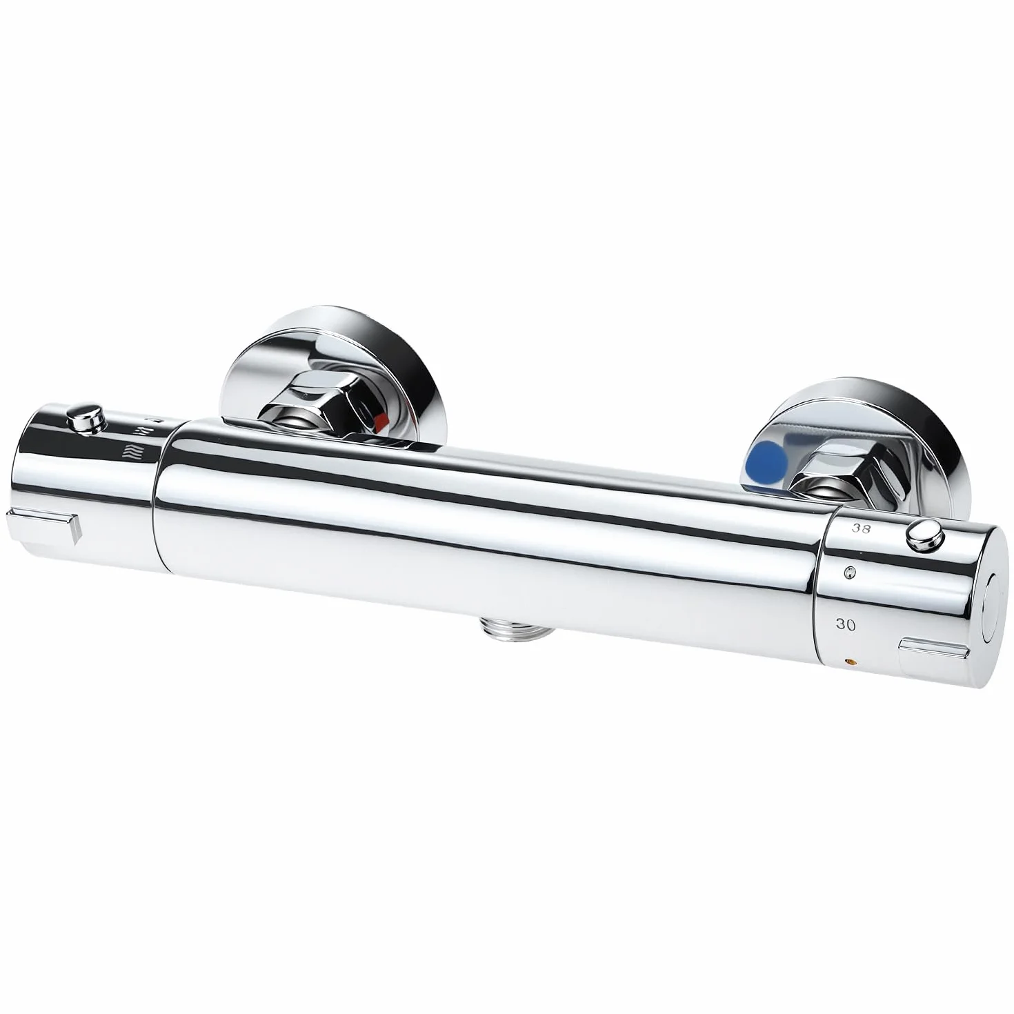 QWORK® Grifo Ducha Termostático de Latón con Válvula Antiquemaduras y Ahorro de Agua, Acabado Starlight