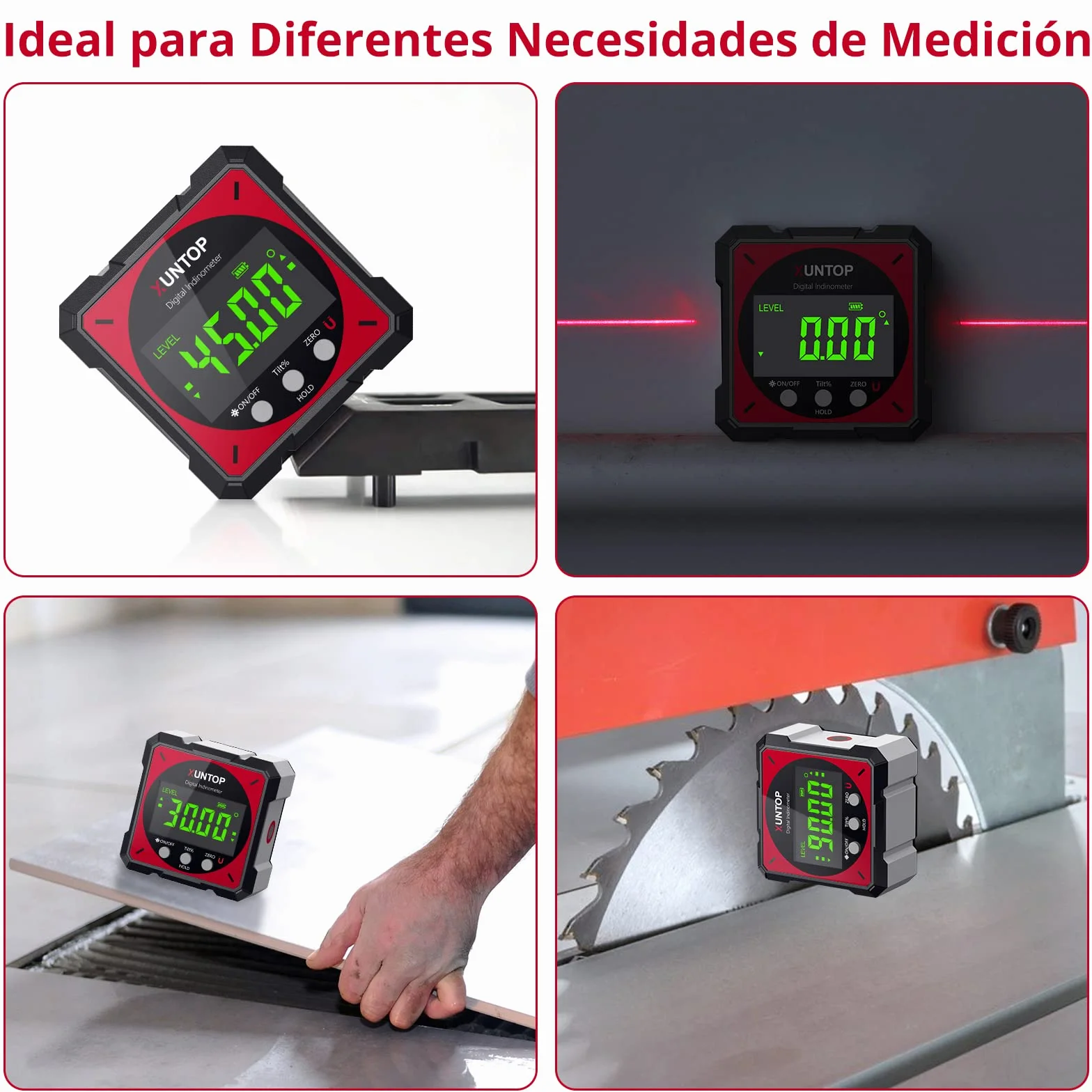 Inclinometro Digital 4x90° con Laser Electronico IP54 Impermeable