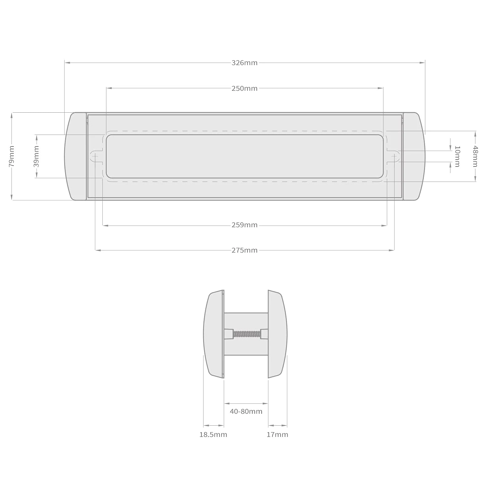 Buzón para puerta de 30,5 cm, madera de UPVC, con muelles, resistente, 40-80, color gris antracita