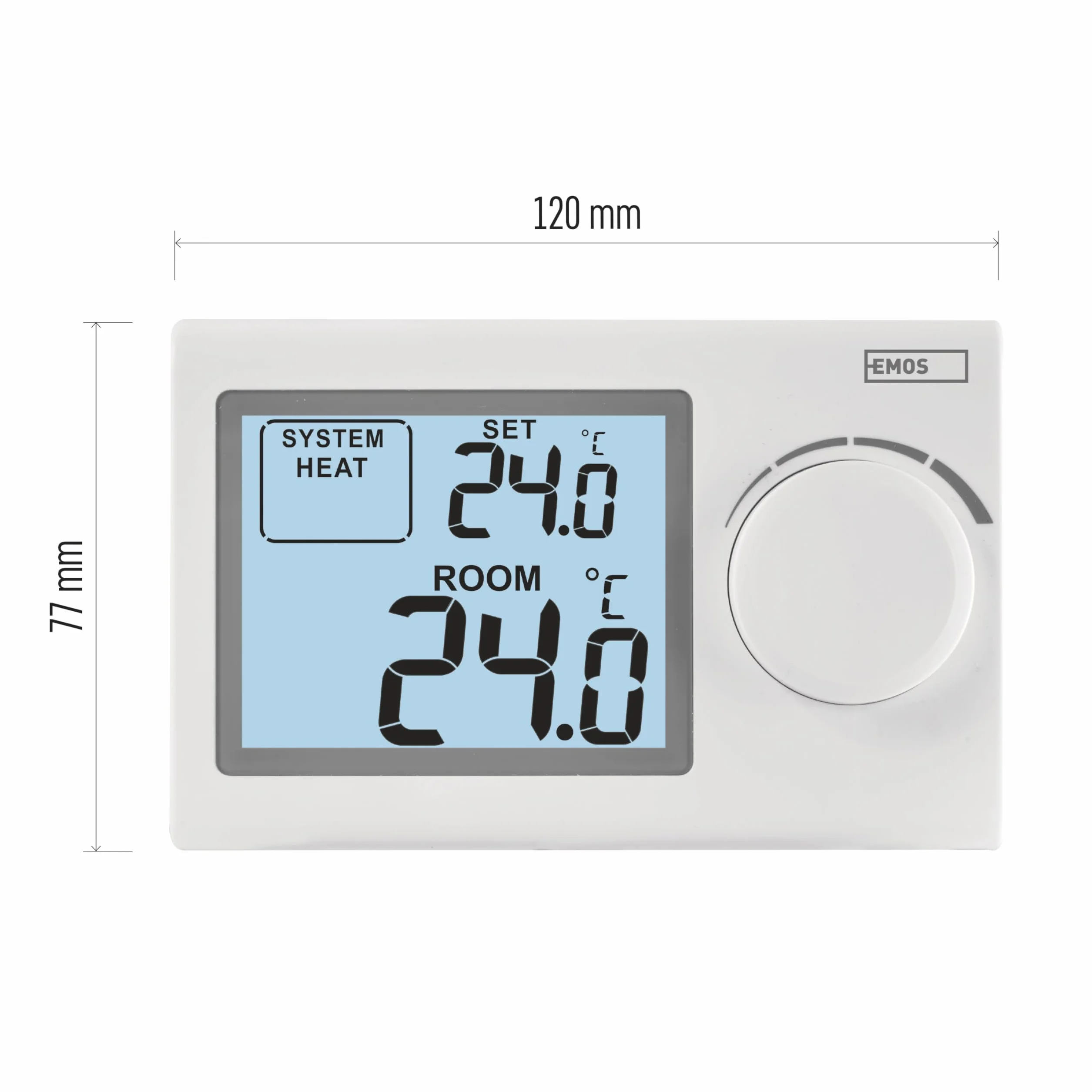 EMOS P5604 - Termostato digital de pared para sistemas de calefacción y refrigeración, regulador de temperatura con rueda de ajuste