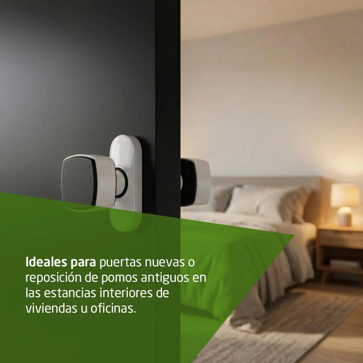 Amig - Juego de Pomos Cuadrados con Placa Estrecha Mod. 6807-81 x 31 mm - Para Puertas de Interior - Ideal en Dormitorios, Baños y Despachos - Aluminio Blanco