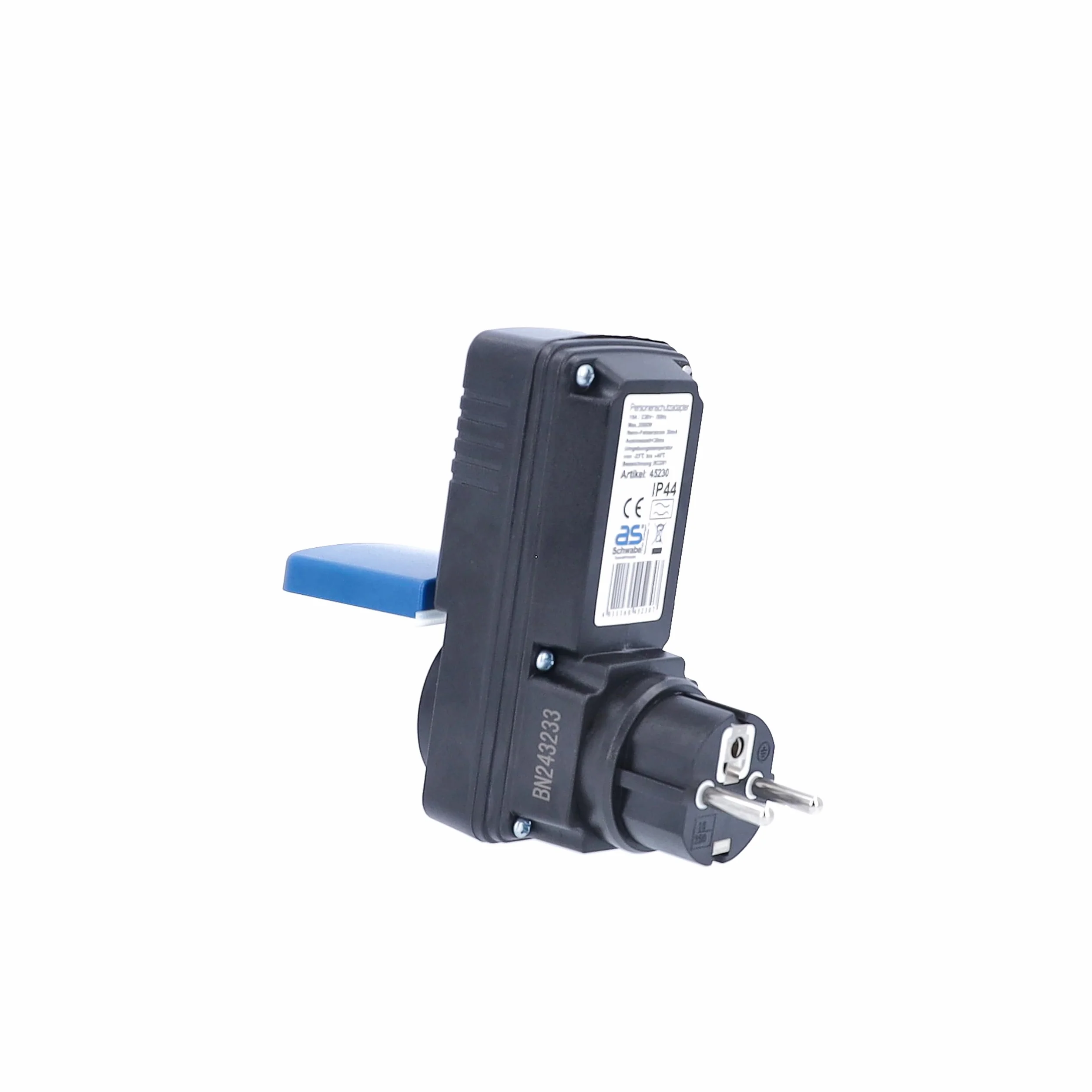 as - Schwabe interruptor diferencial 30 mA - protección personal - 230V / 16A / 3.500W - desconexión <30 ms - enchufe hembra con PRCD - protección laboral fiable - para uso en exteriores IP44, 45230