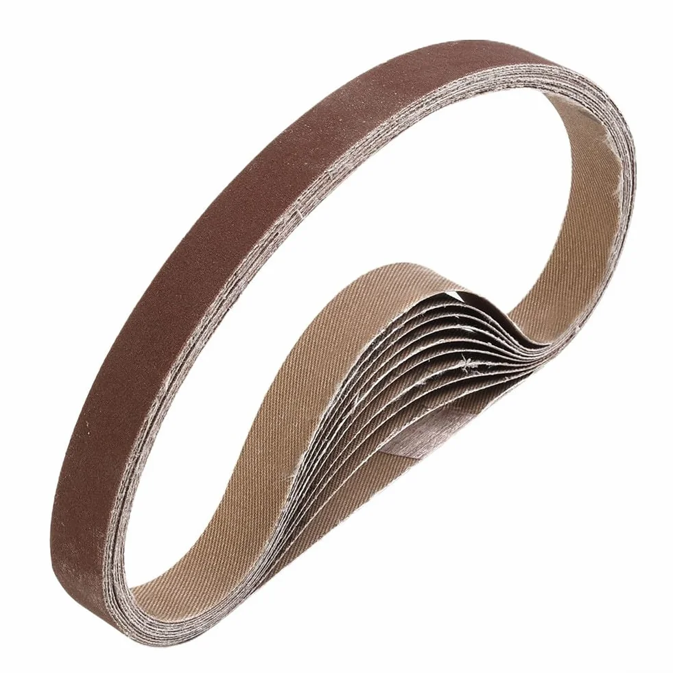 Juego de bandas de lija de óxido de aluminio de 15 x 452 mm, grano 60-600, para amoladora duradera para pulido de madera, metal, plástico, vidrio y piedra (600)
