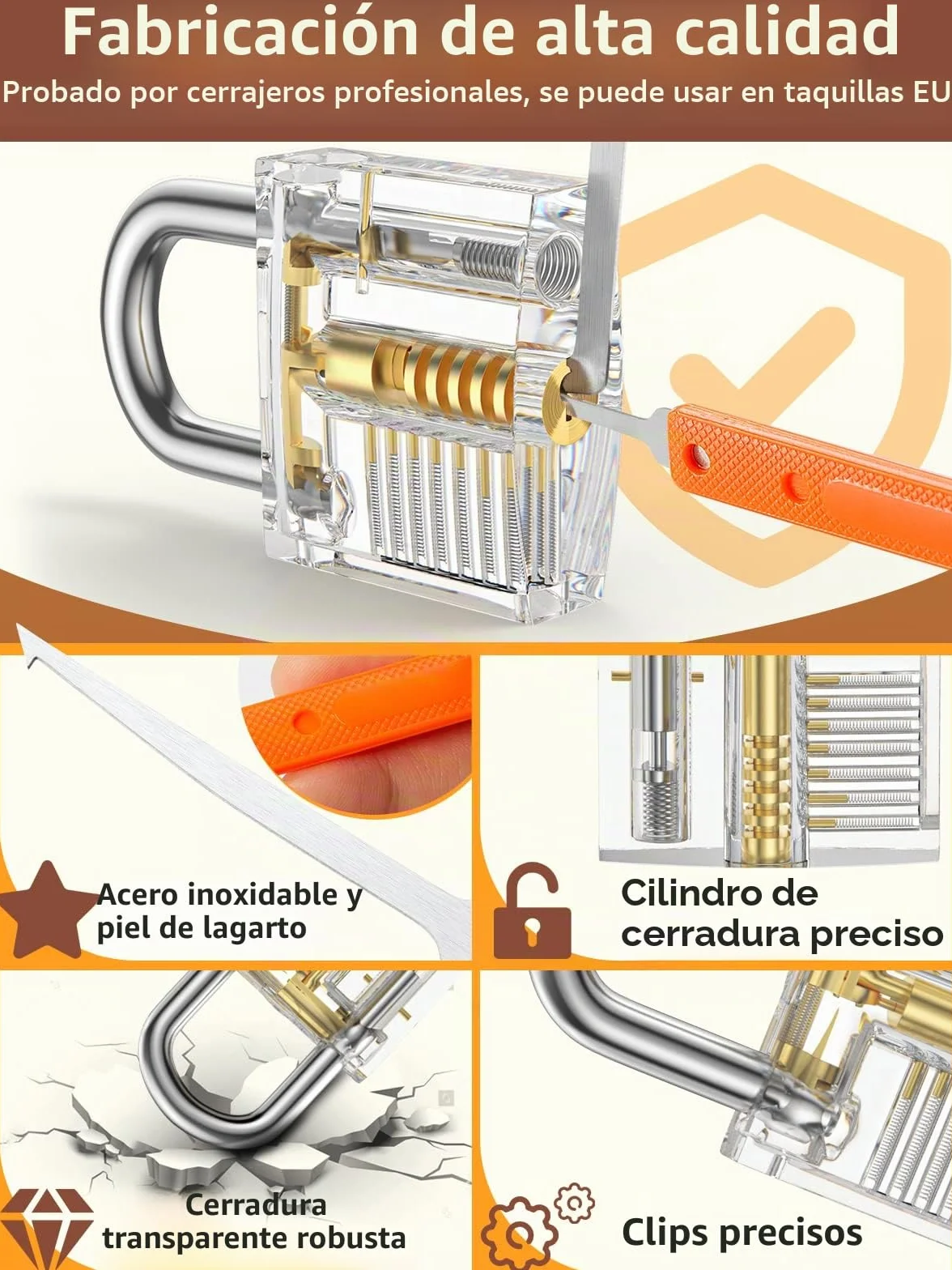 Juego de Ganzúas 38+4 Piezas, Eventronic Juego de 38 Ganzúas con 4 Cerraduras Transparente de Capacitación, Lockpicking Set de Extracción para Principiantes y Cerrajeros Profesionales