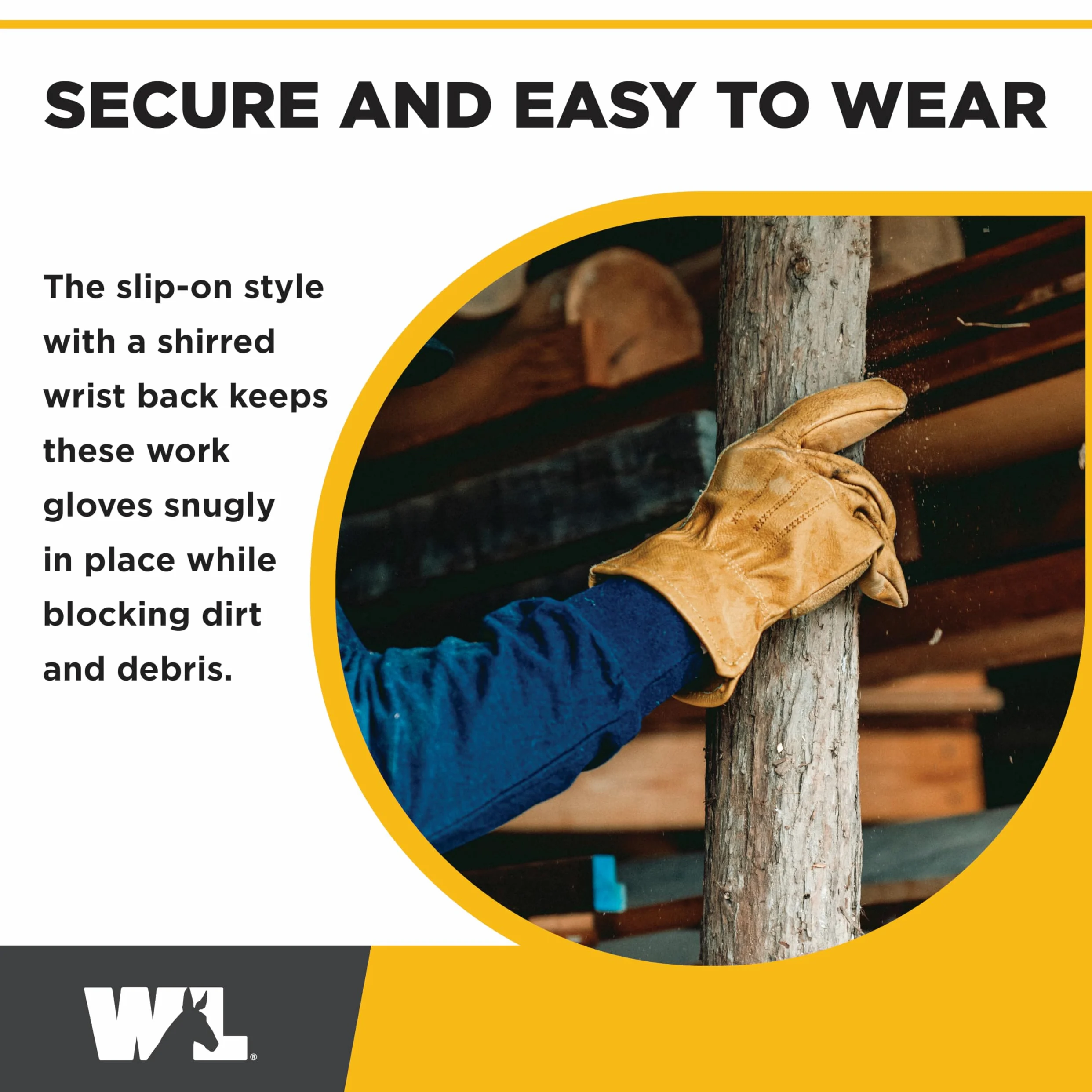 Wells Lamont Guantes de trabajo para hombre, cuero vacuno, palma reforzada, talla S | Resistente a la abrasión, resistente a pinchazos, construcción, agricultura, ganadería, resistente, sin cordones
