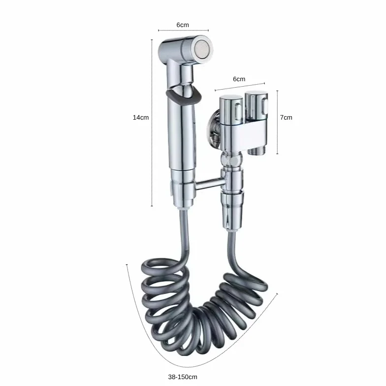 Ducha higiénica para WC, Grifo Bidet en acero inox para WC, Ducha bidet con chorro de agua, Grifo para Inodoro con manguera para bidet