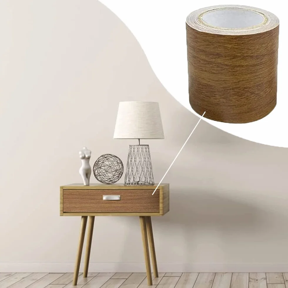 Guidre 2 Rollo De Cinta De ImitacióN, De Madera Marrón De 8 Cm * 4,57 M, Cinta De ReparacióN Se Utiliza Para Muebles De Hogar, Puertas De EnfermeríA, Mesas Y Sillas