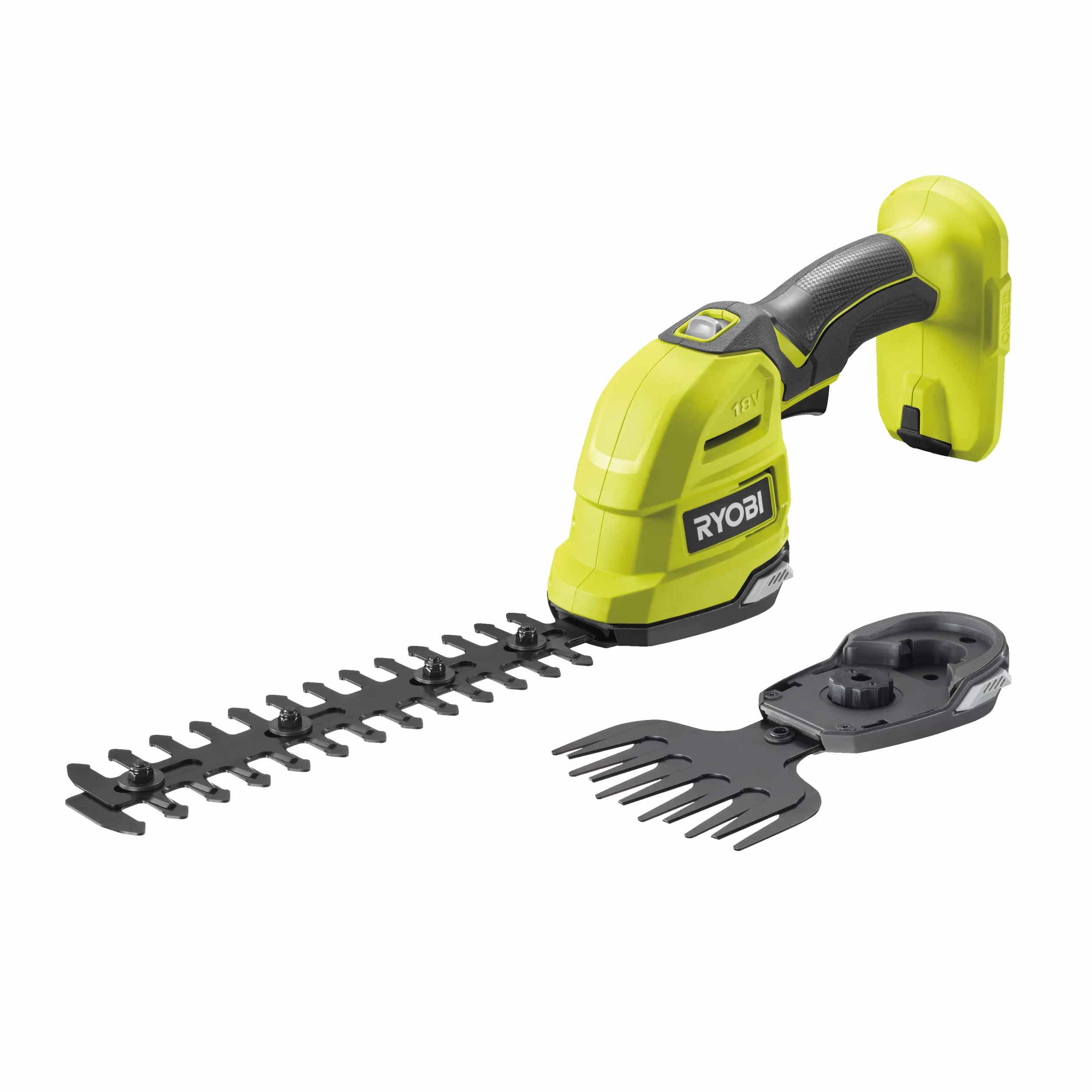 RYOBI - Tijeras Cortacésped Arreglasetos 18V One+ 20cm, Peso 1,0 kg, Inalámbrico - Capacidad de Corte 8 mm - Ramas Finas, Plantas Pequeñas y Ornamentos - Sin Batería ni Cargador - RY18GSA-0