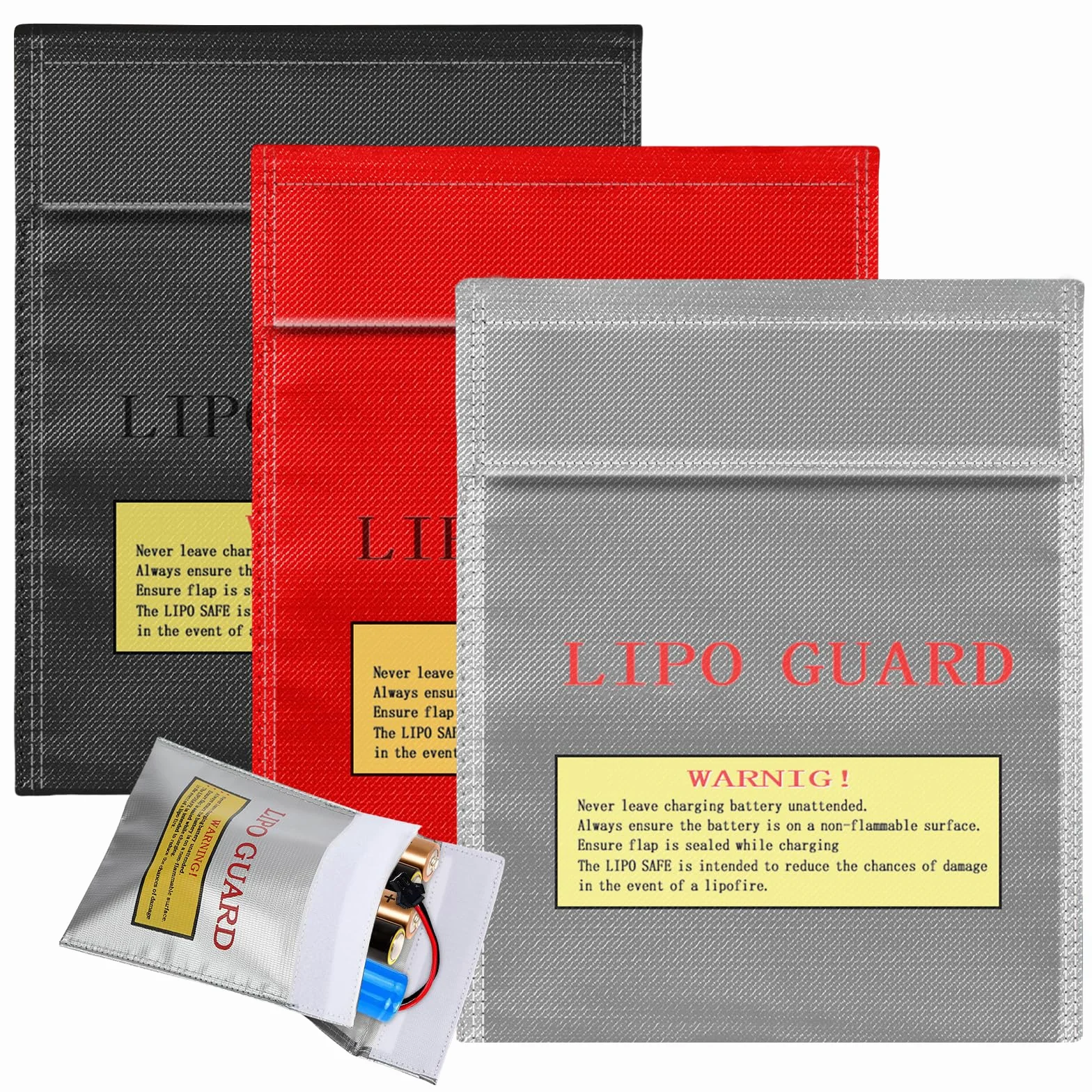 Pavlleen 3 Piezas Bolsa Ignífuga Impermeable, Bolsa de Seguridad Prueba de Explosiones, Bolsa de Almacenamiento para Documentos, Pasaporte, Dinero Efectivo, Archivos Bancarios, Joyería y Tarjetas