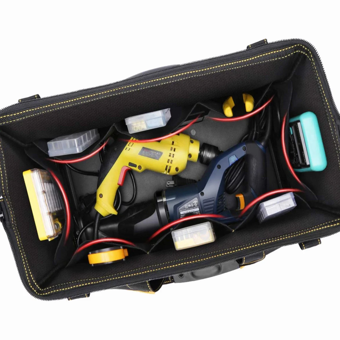 Bolsa De Herramientas Resistente, Organizador Para Herramientas Manuales Y EléCtricas,Cremallera Superior Y Base De Goma Resistente Al Desgaste, Gran Capacidad, Impermeable, Resistente Al Desgaste