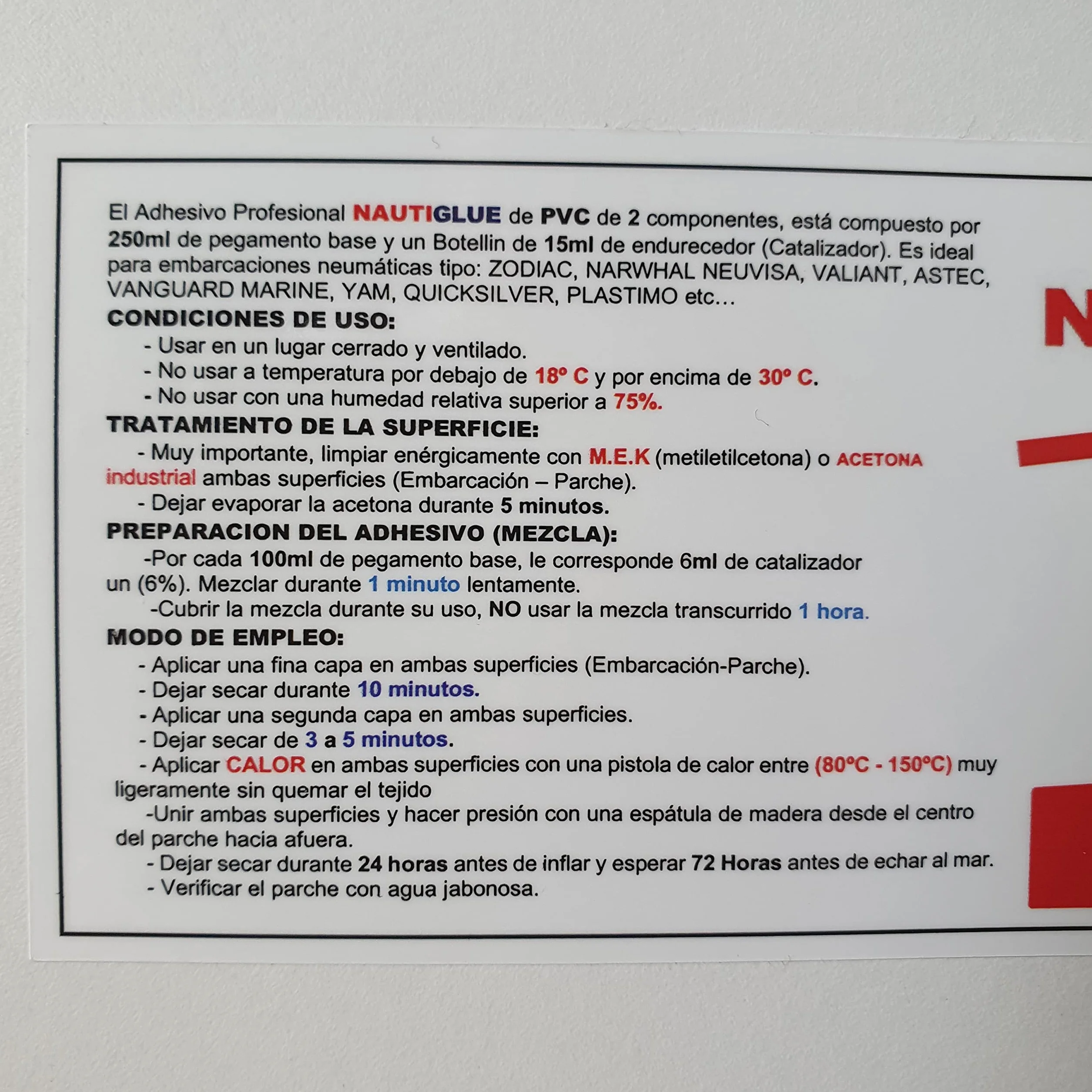 Pegamento para la reparación de Zodiac y neumáticas de PVC (125 mililitros)