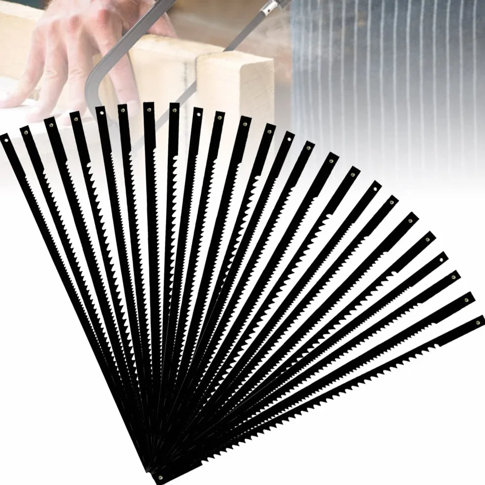 24 PCS Hojas de Sierra de Marquetería 10/15/18/24 Dientes Hojas para Segueta Mecánica Hojas de Sierra de Acero al Carbono Cuchillas de Sierra de Marquetería para Madera Plástico Espuma Metales