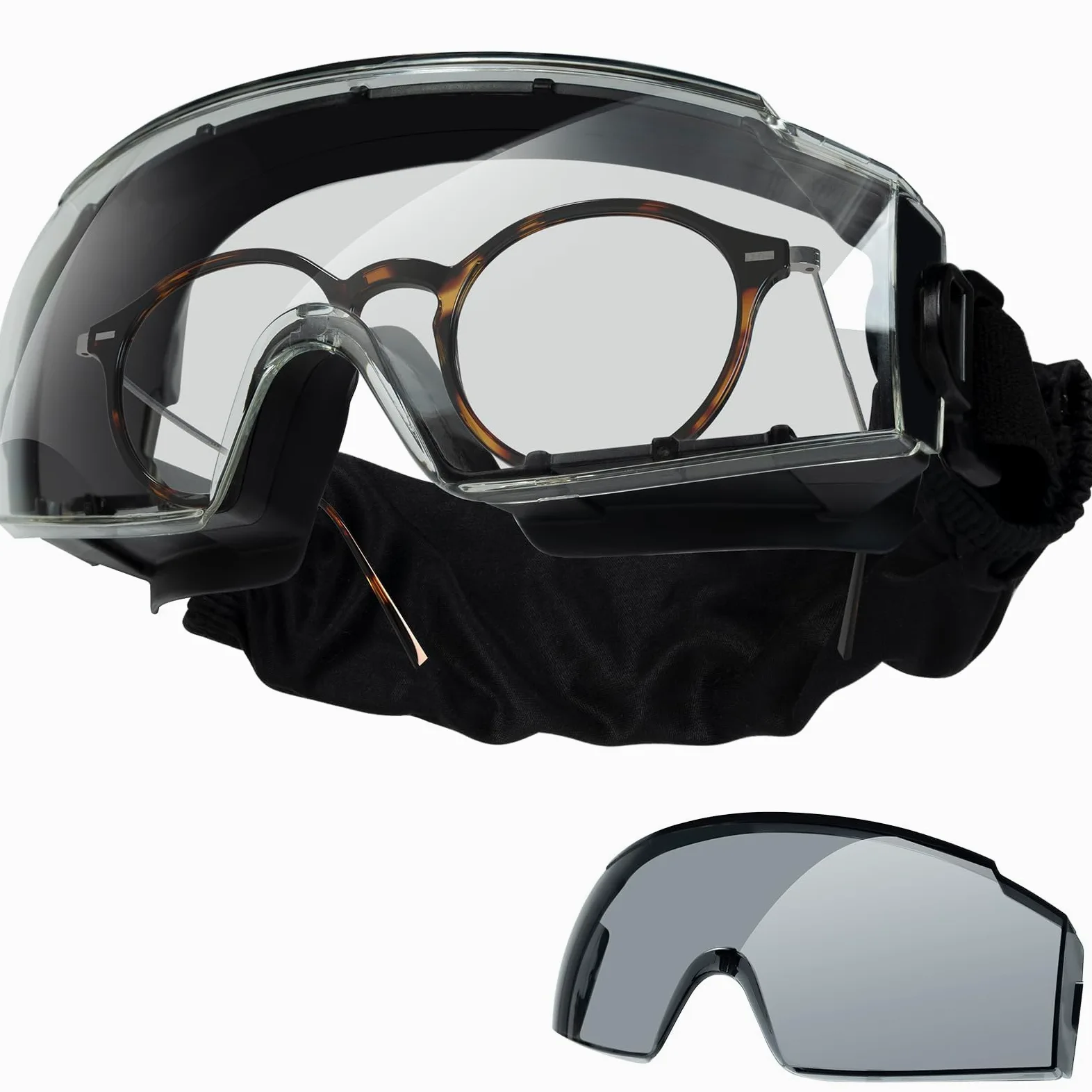 OneTigris Gafas de protección tácticas, gafas de seguridad a prueba de polvo, gafas de seguridad con CE EN166 y ANSI Z87.1, gafas de protección de visión completa para usuarios de gafas, obra