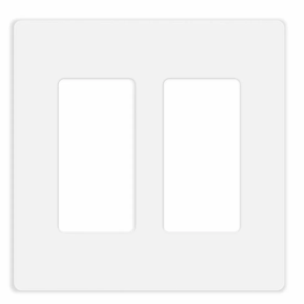 Placa de pared decorativa sin tornillos para enchufes eléctricos, GFCI, reguladores, interruptores, 2 bandas irrompibles para niños, color blanco