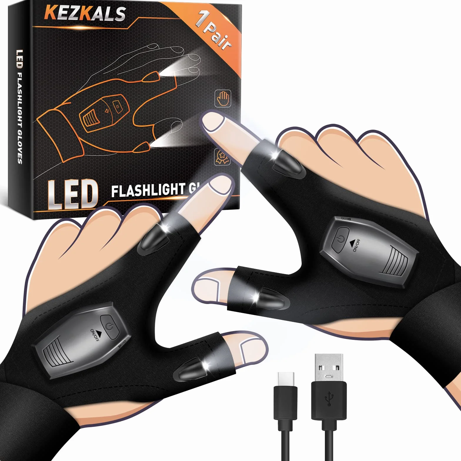 KEZKALS Regalo dia del Padre Original Personalizado, Guantes Con Luz LED, Ideas Regalo Hombre Mujer Original dia del Padre Madre, Regalo Hombre Mujer Navidad