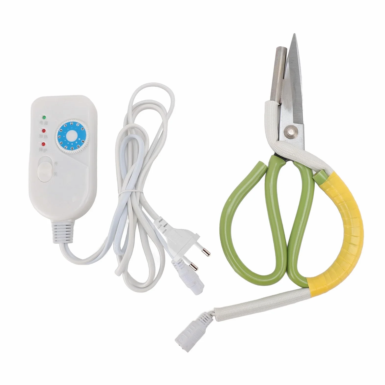 Tijeras Calefactoras Eléctricas, Control de Temperatura de Luz de Pantalla Tijeras de Tubo Calentadas de 220 V para la Industria de Ropa de Equipaje (Enchufe europeo AC220V 8A)