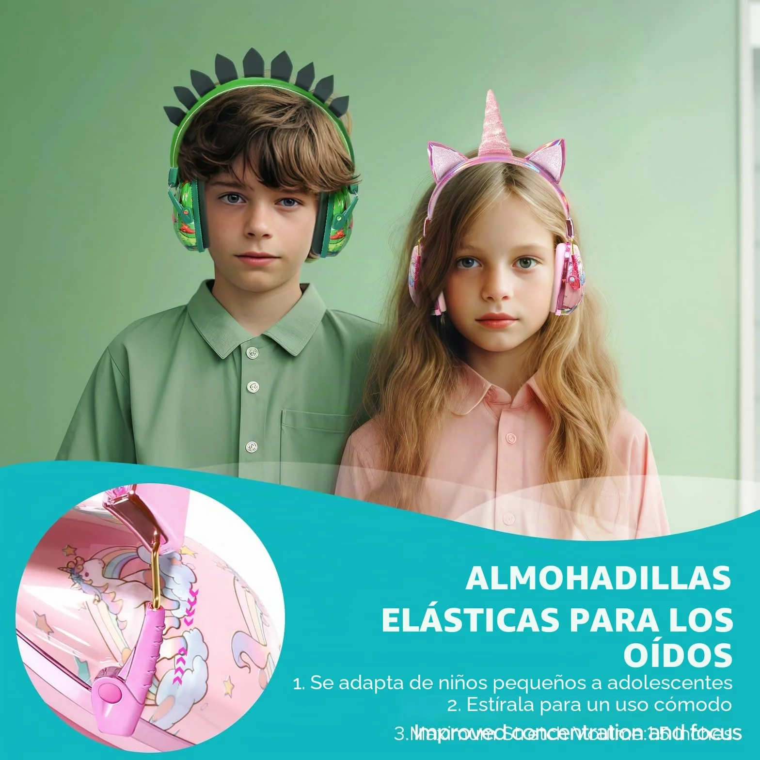 JYPS Cascos Antiruido Niños, Cascos Insonorizados Niños, Auriculares con Cancelación de Ruido Autismo, Bebe Orejeras de Protección Auditiva para Niña de 2+ Años, Bloquean el Ruido para Estudiar