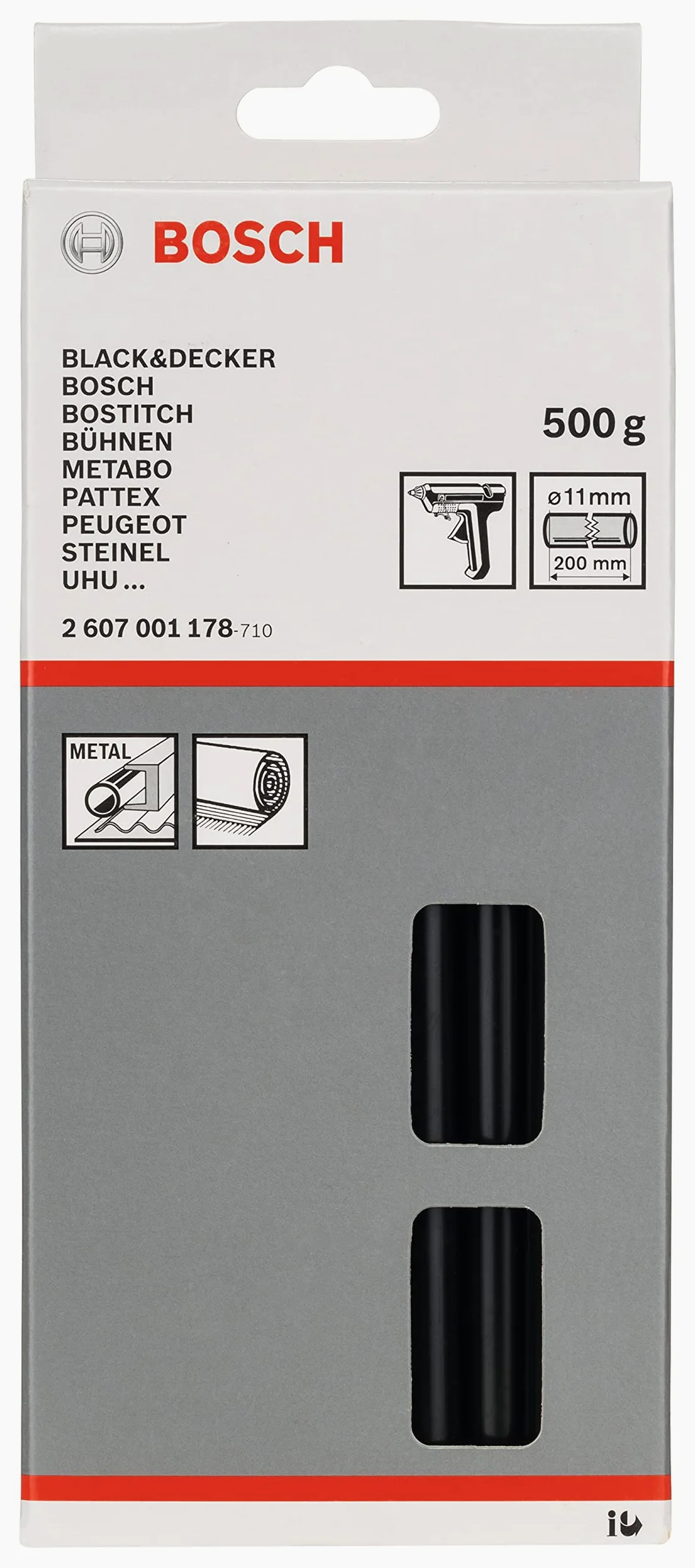 Bosch 2 607 001 178 - Adhesivo termofundible - 11 x 200 mm, 500 g (pack de 1)