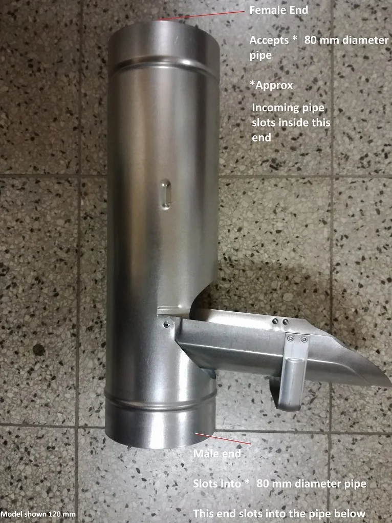 NO BRAND Desviador de Agua de Lluvia – 80 mm – Metal – Acero galvanizado para Tubería de Bajada – Guttering