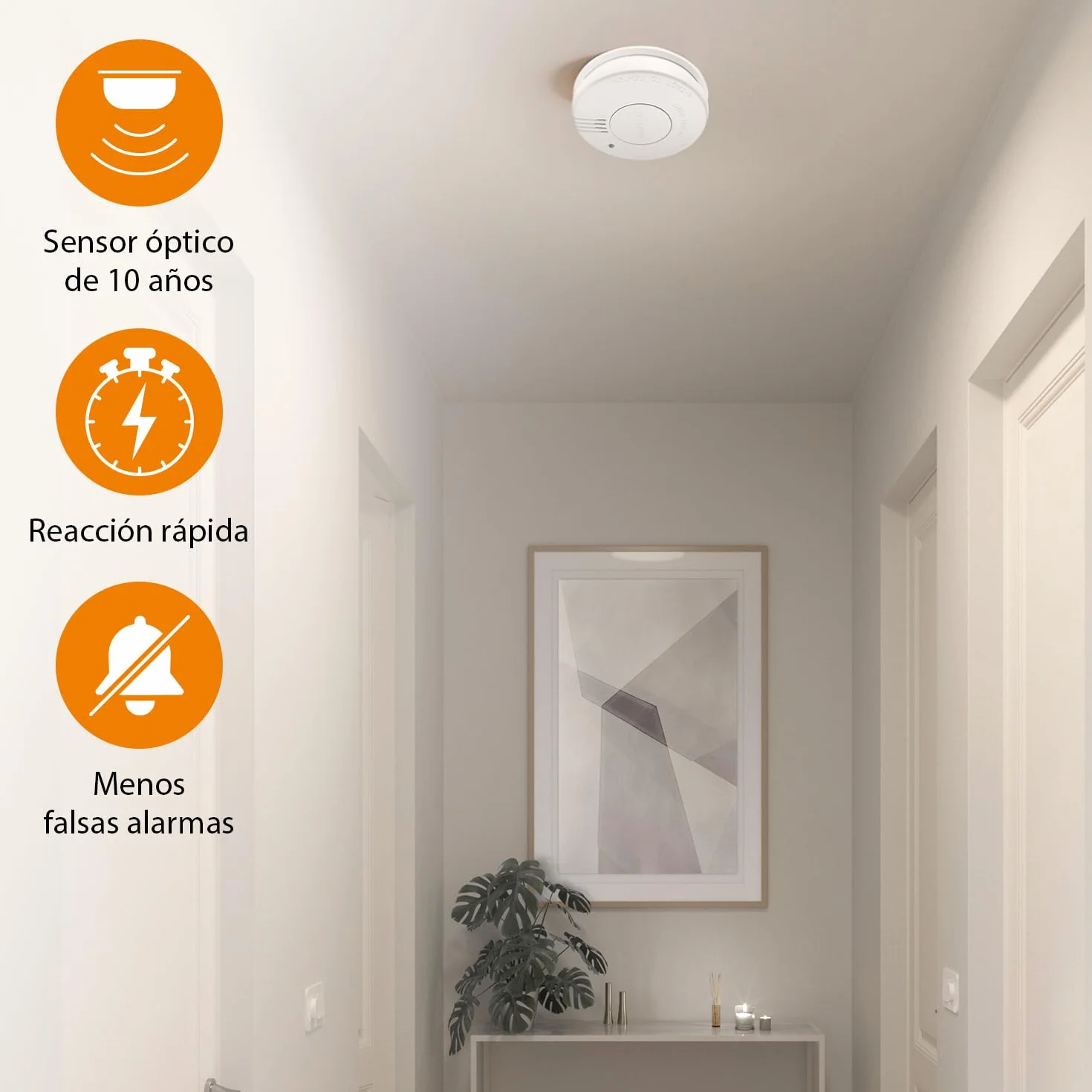 Smartwares Juego de 2 detectores de Humo Sensores ópticos 10 años Pilas reemplazables 5 años