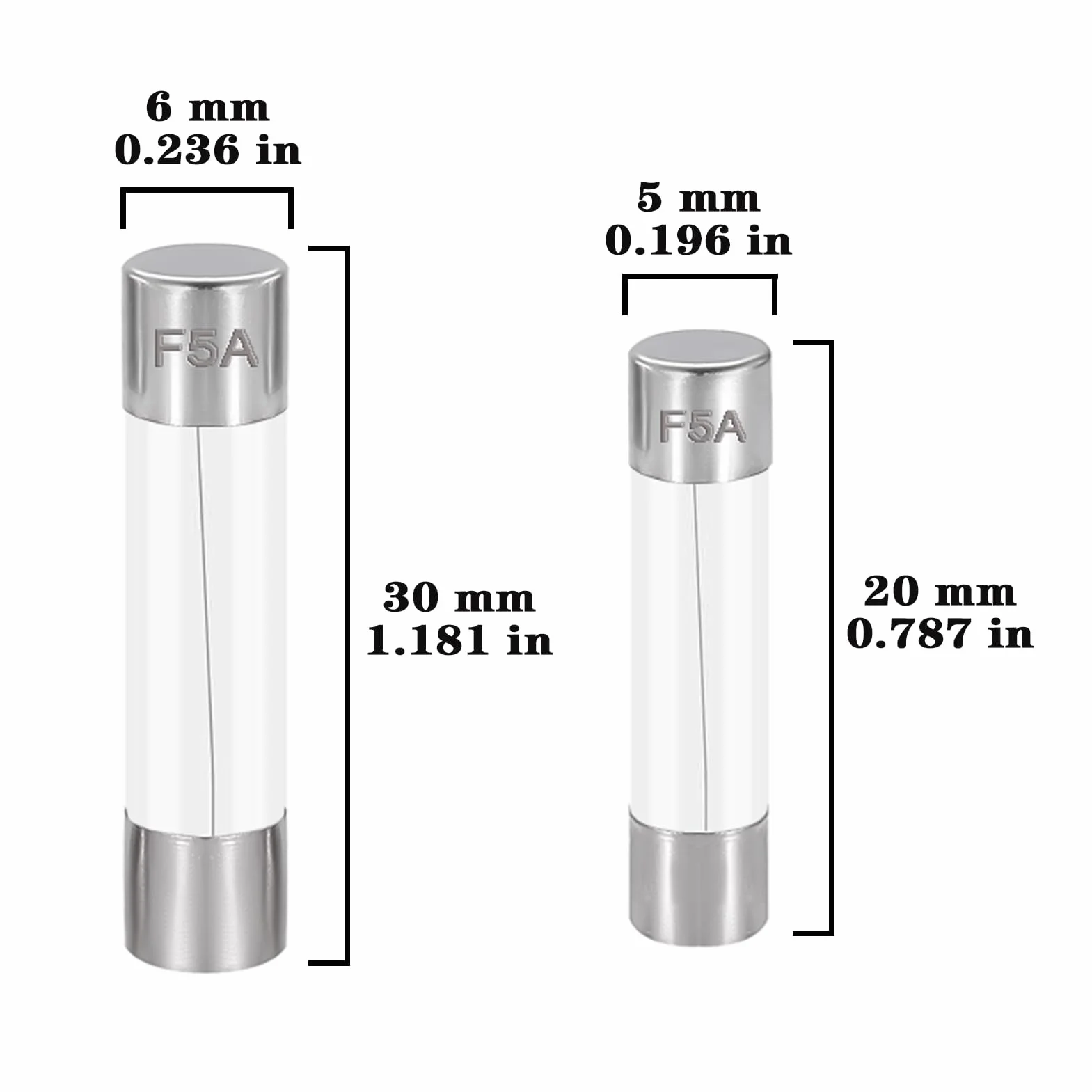 Kit Surtido de Fusibles de Vidrio de Fusión Rápida 250V 0,5A-20A 5x20MM 6x30MM 24 Valores
