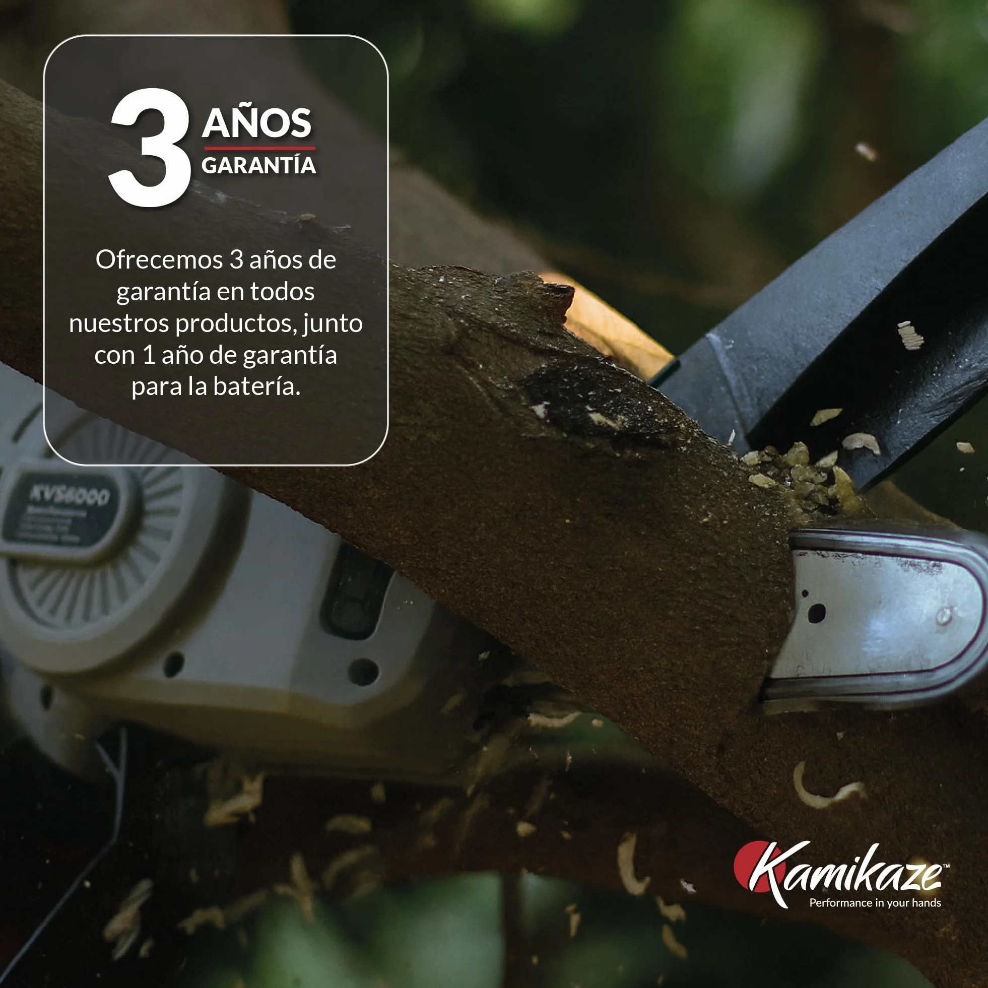 KAMIKAZE KVS6000 Mini Motosierra a Batería 21V 6" 800W Inalámbrica con 2 Baterías 4Ah y Cargador