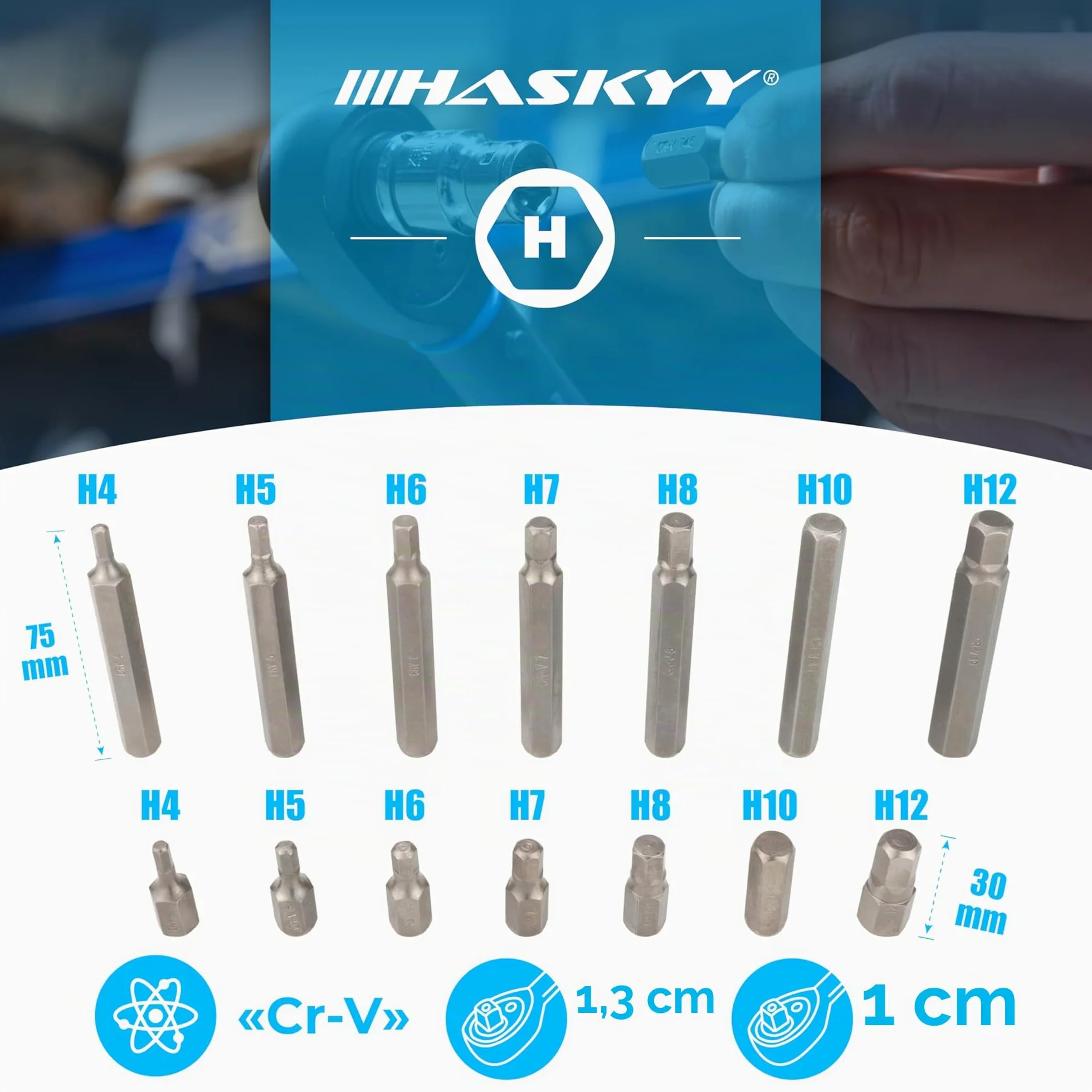 HASKYY 40 piezas Torx llaves // Torx: T20 T25 T30 T40 T45 T50 T55 - M5 M6 M8 M10 M12