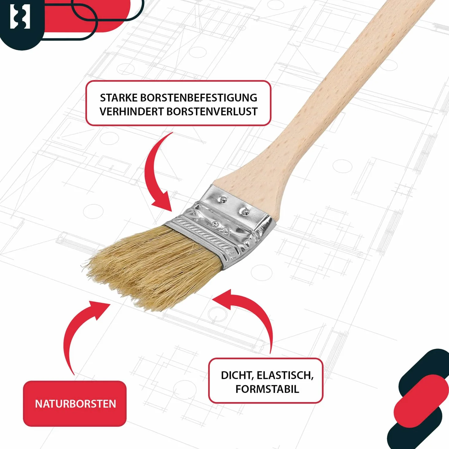 KOTARBAU® Juego de 10 brochas Planas para radiador con Mango de Madera, 36 mm, Pincel en Forma Curva, acodada, Mango Plano y Alargado para Superficies de difícil Acceso, Brocha para radiadores, 10u