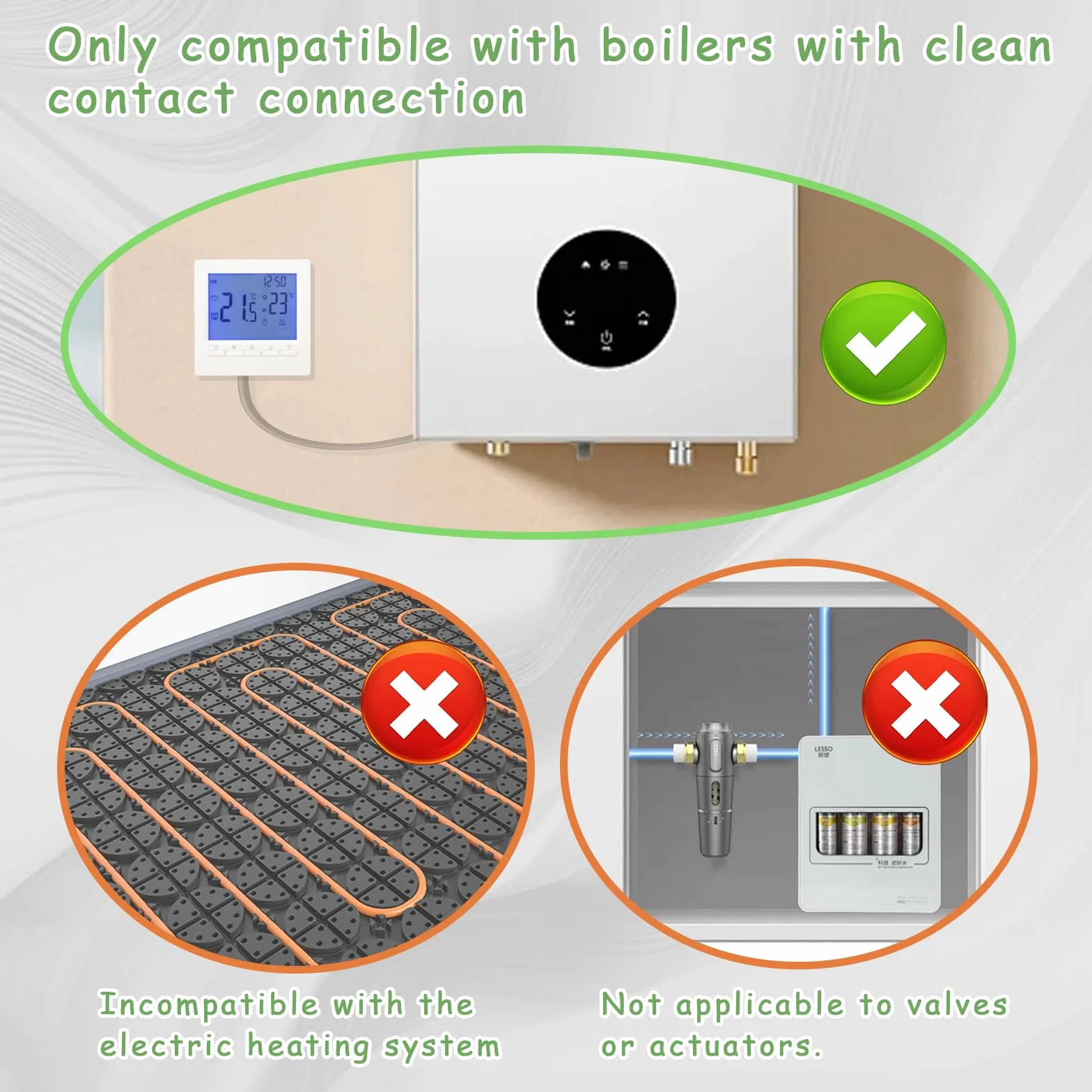 Termostato digital para caldera de gas, montaje en pared, caldera y control de calefacción por suelo radiante, con protección para niños y protección contra congelación