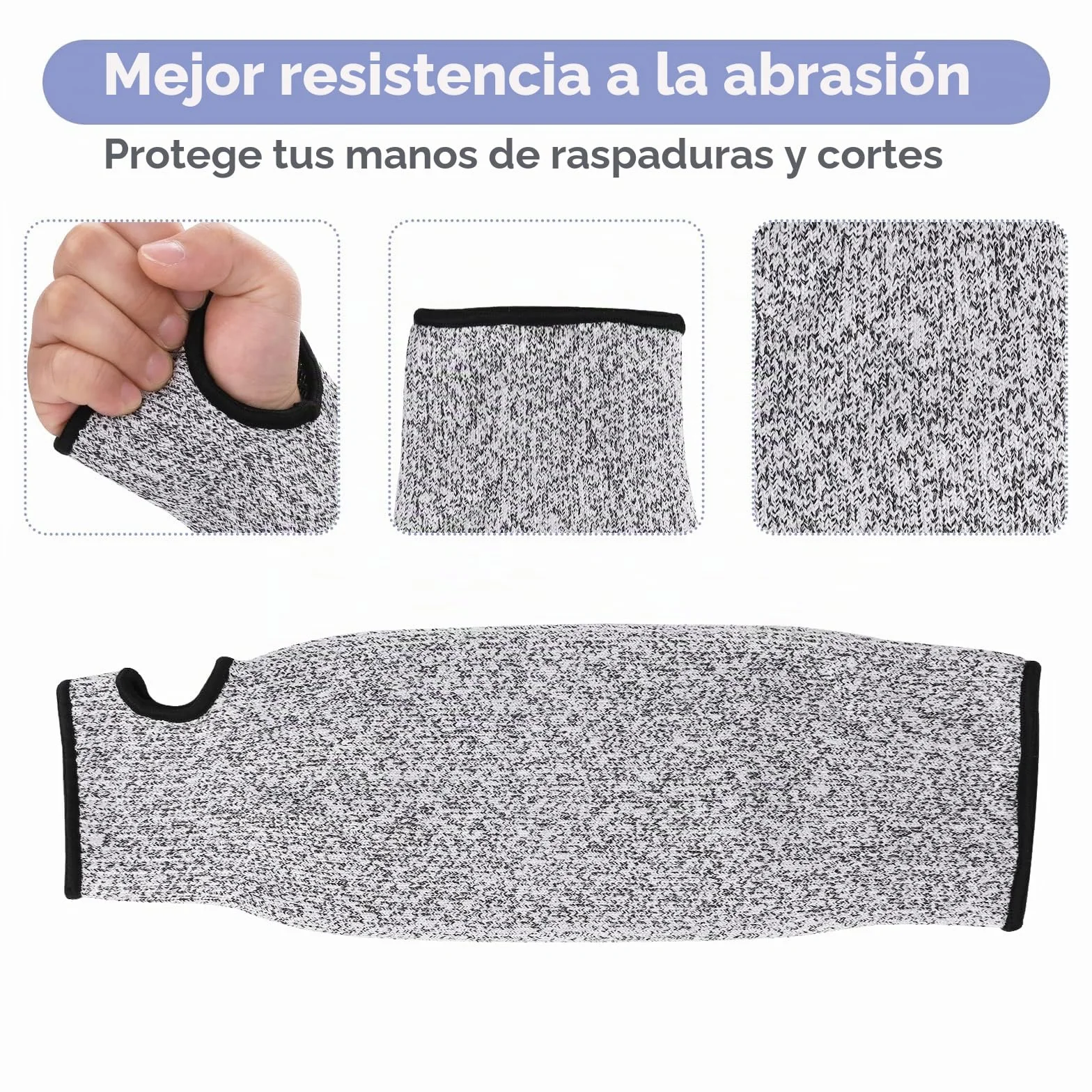 Mangas Protectora para el Antebrazo Nivel 5 Protección para el Brazo Manga de Trabajo de Punto con Orificio para el Pulgar