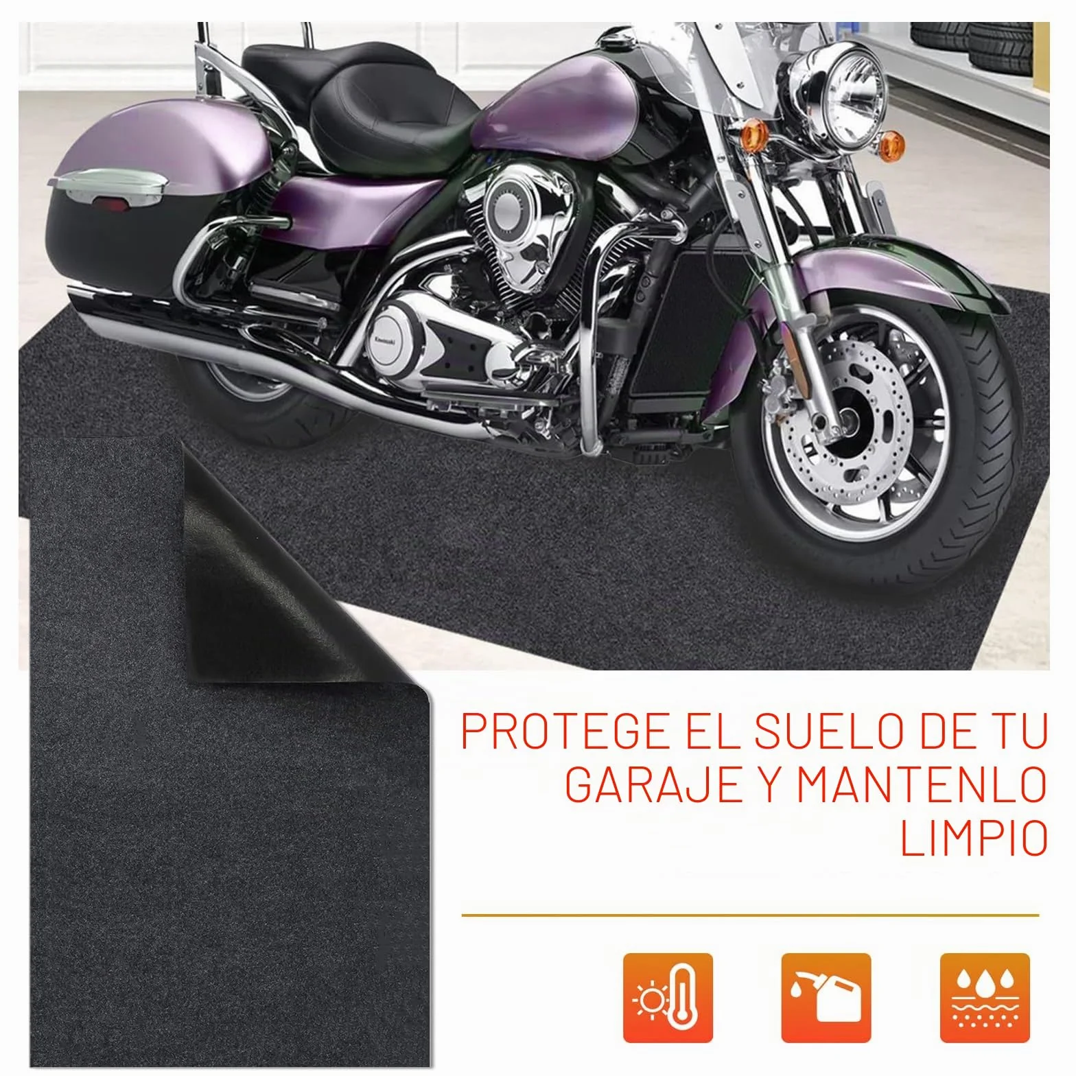 Alfombrilla para Suelo de Garaje 100x300cm Estera Garaje Coche Suelo Alfombra Moto Garaje Estera de Recogida de Aceite Multifunción para Derrames de Aceite en el Garaje