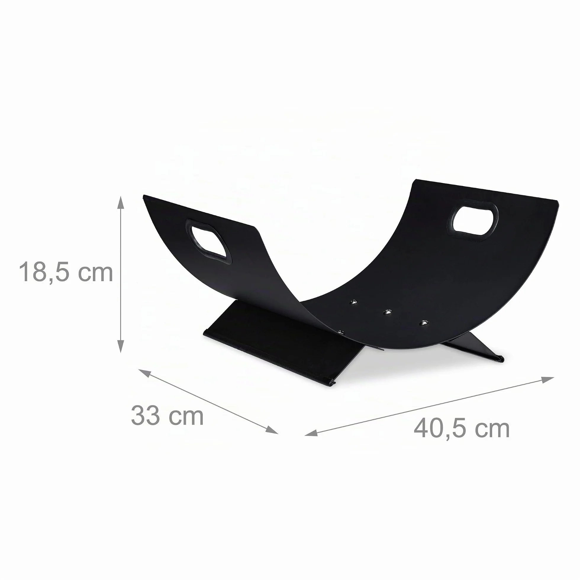 Relaxdays Cesto Leñero Metal Interior, Soporte Almacenar Leña 18,5 x 40,5 x 33 cm, Bandeja Secar Tronco Leña, Negro