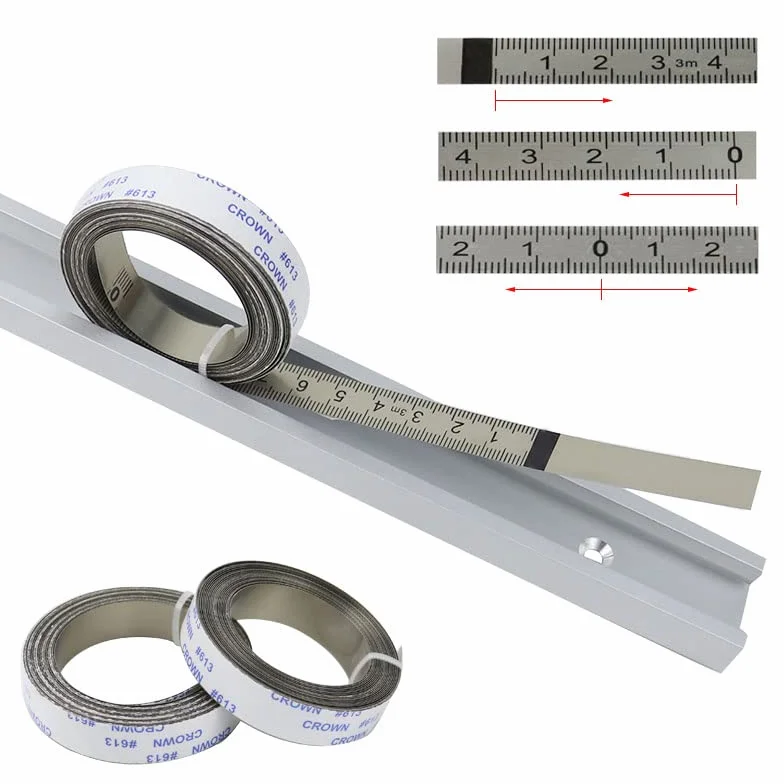 2.5M-0-2.5M, Plata, 1 x Reglas métricas, Tiras de traza autoadhesivas, para sierra ingletadora, cinta métrica, regla de escala, centro a derecha a izquierda, 2.5M-0-2.5M, Plata